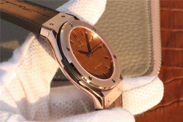 Replica Hublot Classic Fusion 45mm RG Berluti Scritto Brown Leather Dial Gummy Strap A2892 - Top club