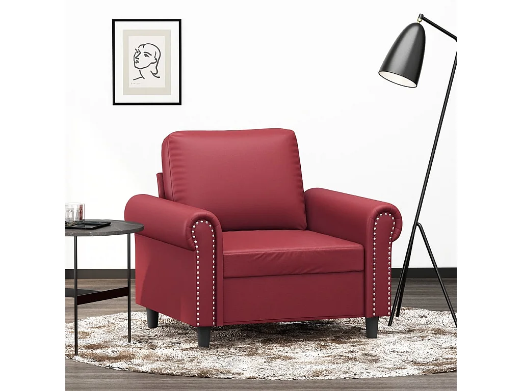 Fauteuil Rouge bordeaux 60 cm Similicuir