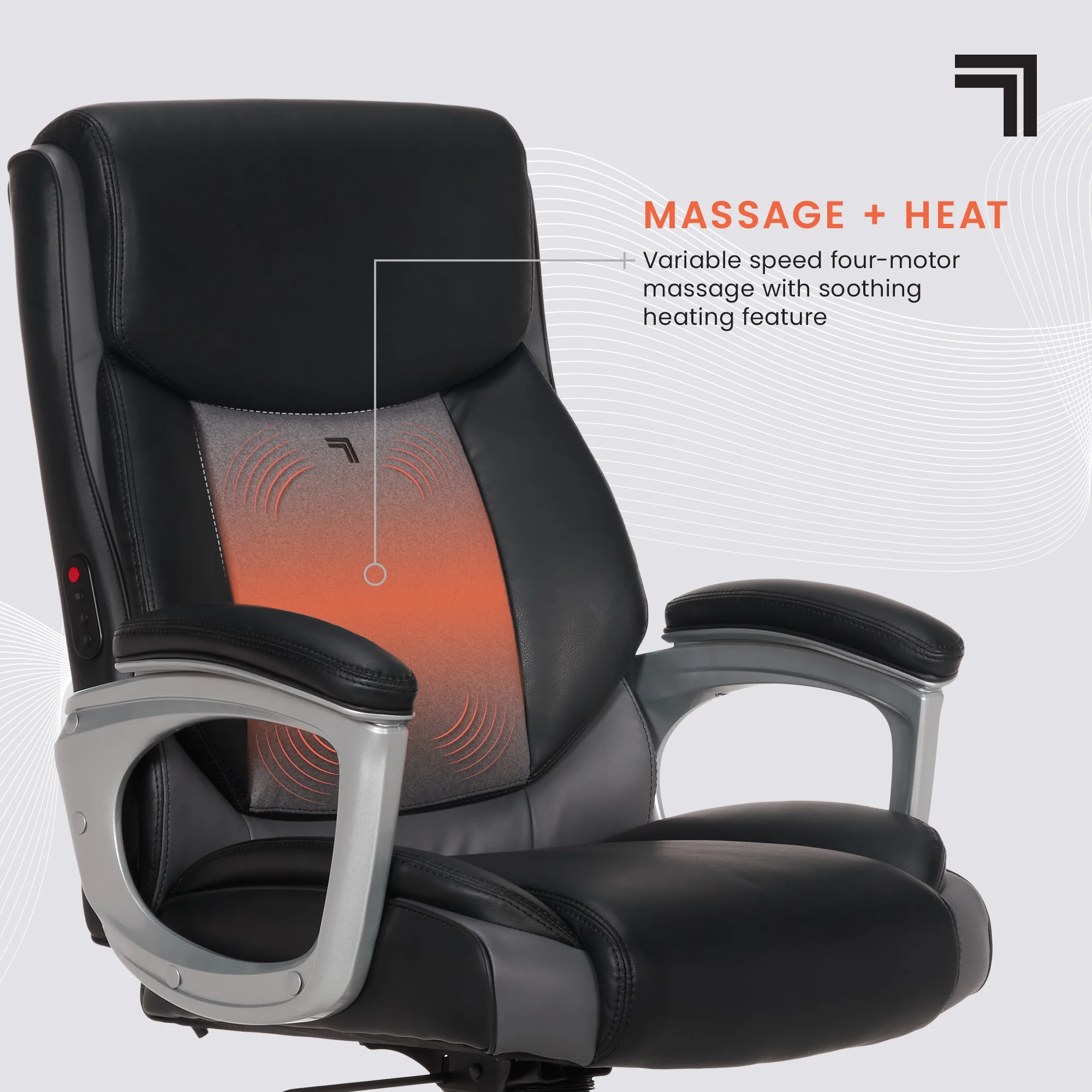 Sharper Image S-120 Massage and Heat Office Chair, Gray/White - Image 25