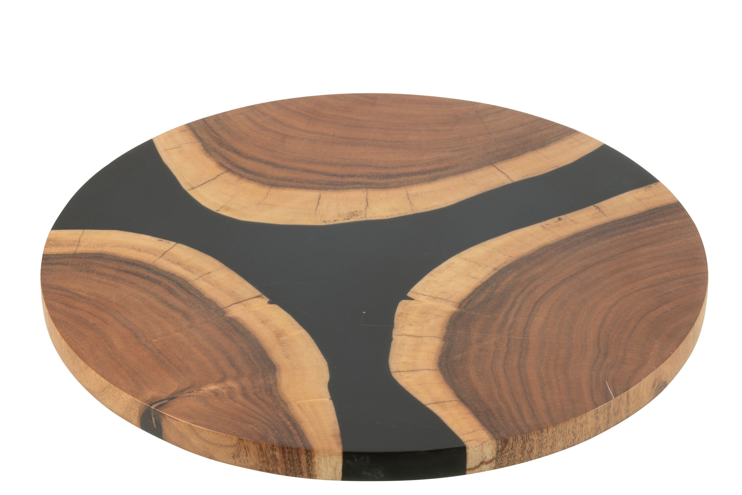 J-Line snijplank Rond - hout epoxyhars - naturel zwart