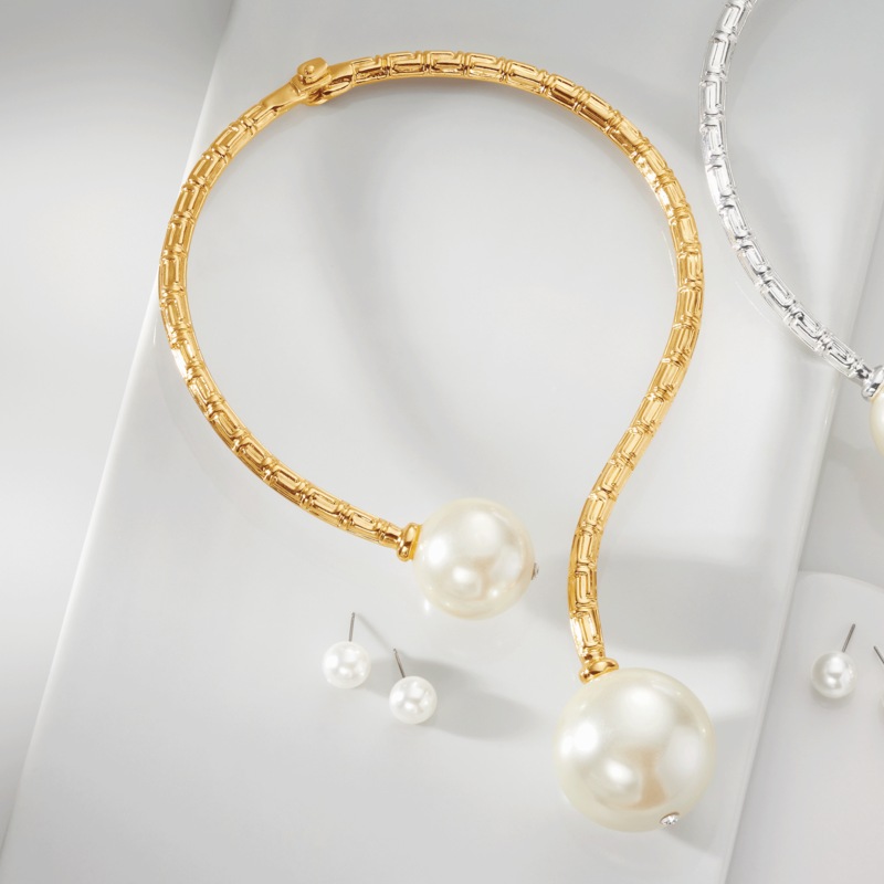 Double Faux-Pearl Drop Collar & Earring Set - MIDNIGHT VELVET CATALOG
