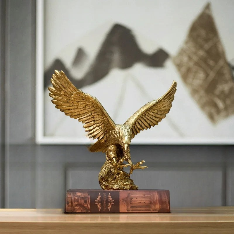 MajesticGold Gouden Adelaar Beeld - Luxe Decoratief Accent - Ideaal voor Thuis, Kantoor of als Uniek Cadeau