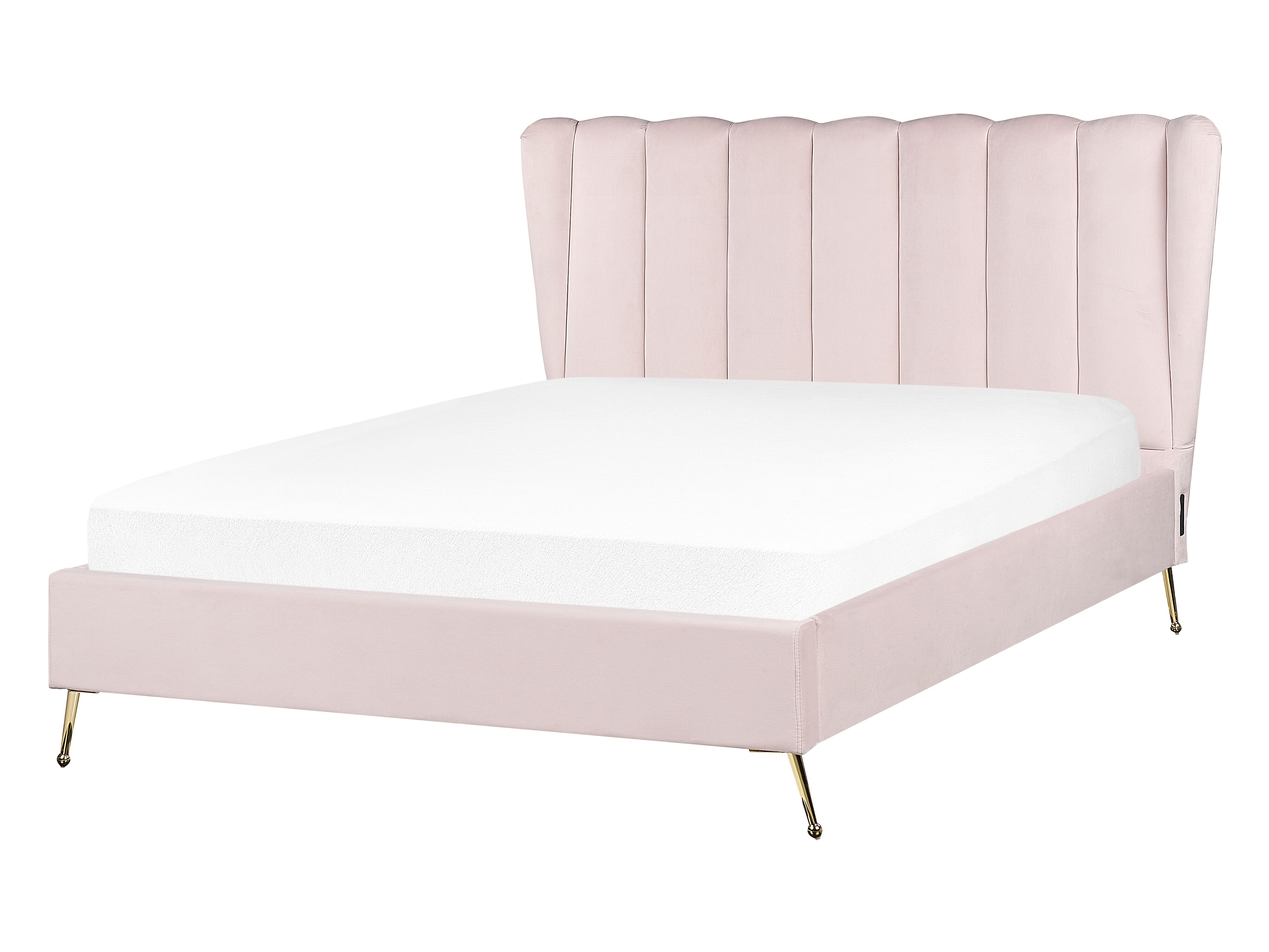 Bed Velvet MIRIBEL 140 x 200 cm (EU Double) Pastel Pink