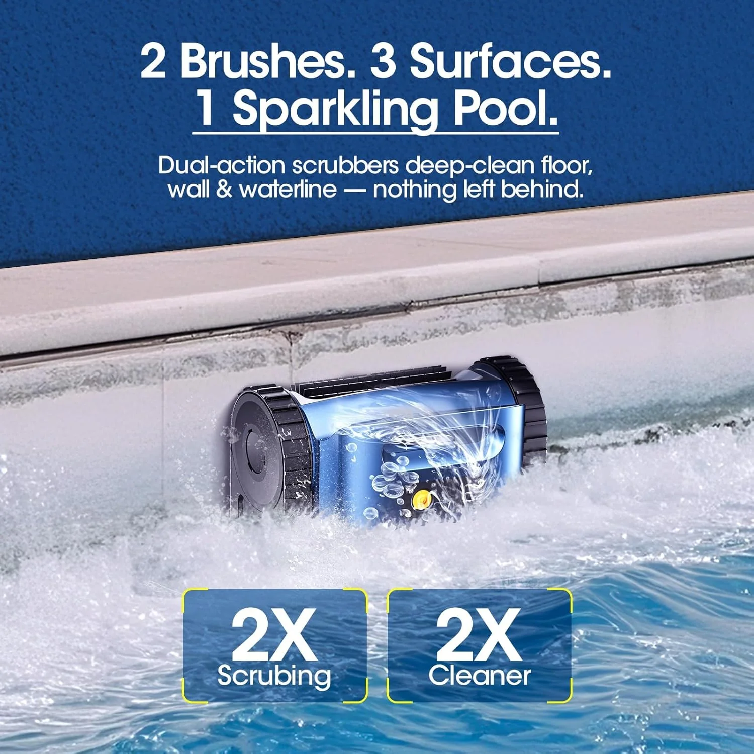 Cordless Robotic Pool Vacuum Cleaner With Track Drive, Sonar Navigation, 180W Brushless Motor, 150-Min Runtime, Dark Blue - Image 6 Cordless Robotic Pool Vacuum Cleaner With Track Drive, Sonar Navigation, 180W Brushless Motor, 150-Min Runtime, Dark Blue - Image 6