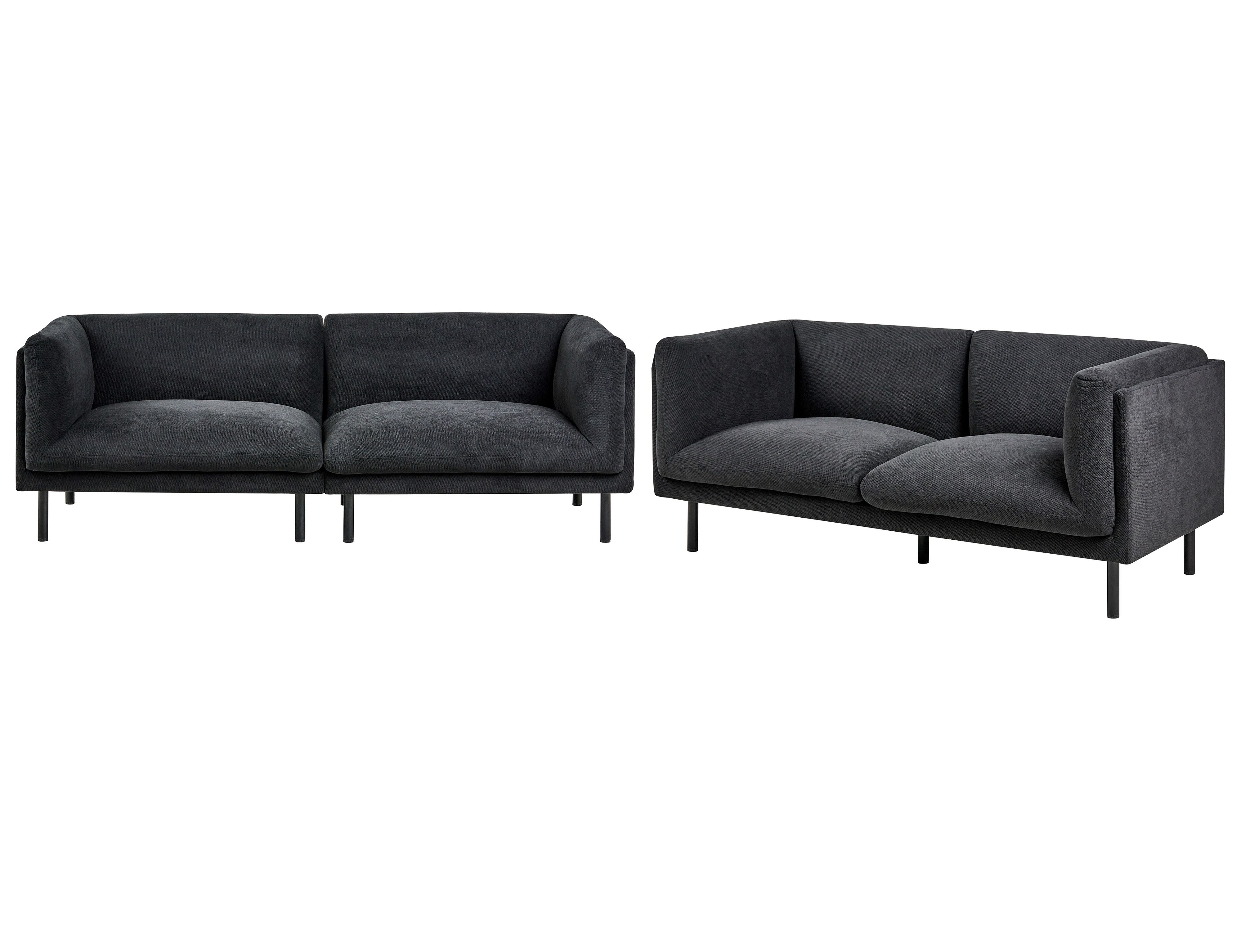 Living Room Set 5 Seater VORGOD Fabric Black