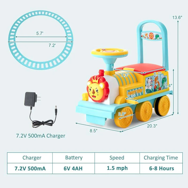 Eletriclife 6V Electric Kids Ride On Train Motorized Train Toy Blue