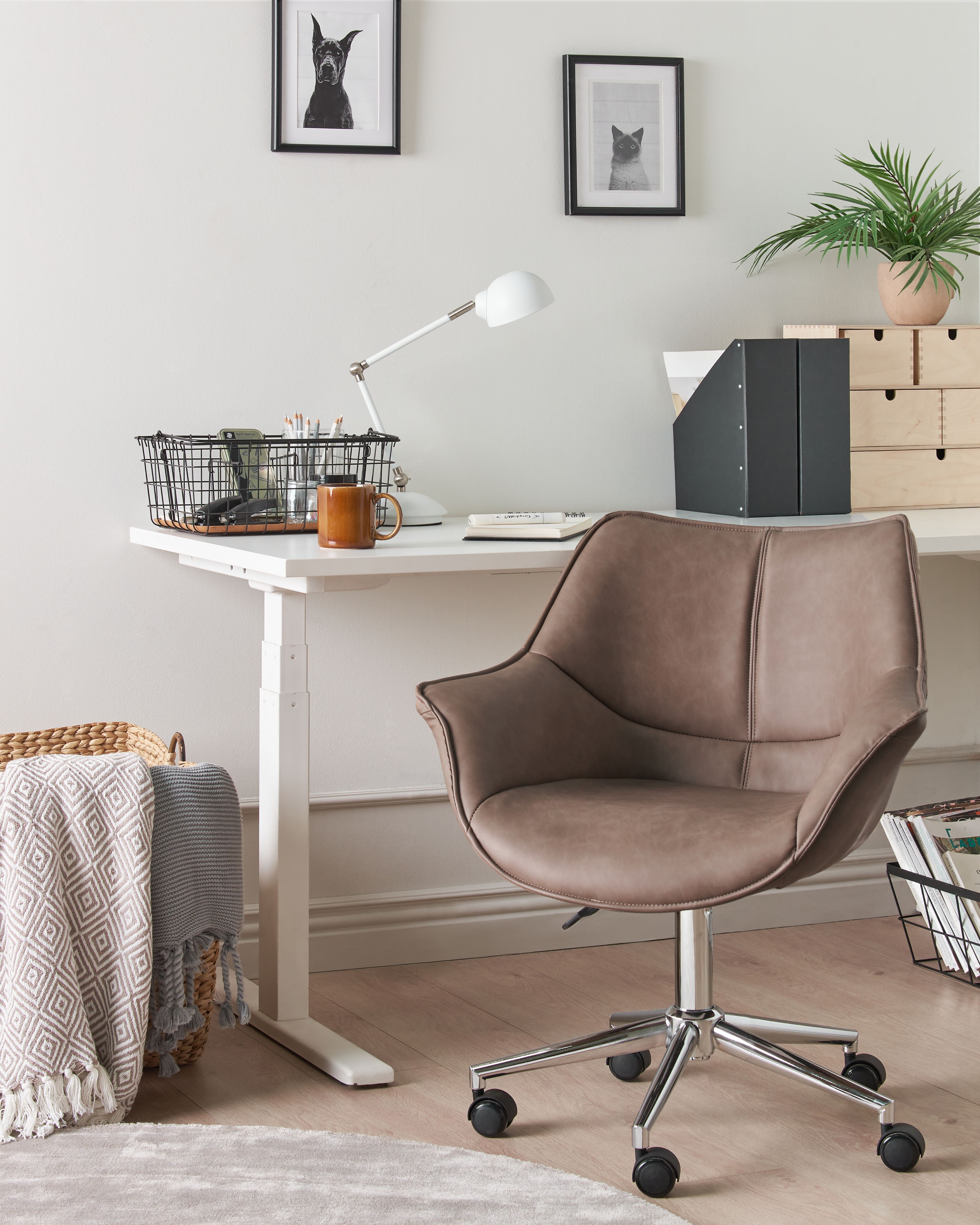 Desk Chair NEWDALE Faux Leather Light Brown