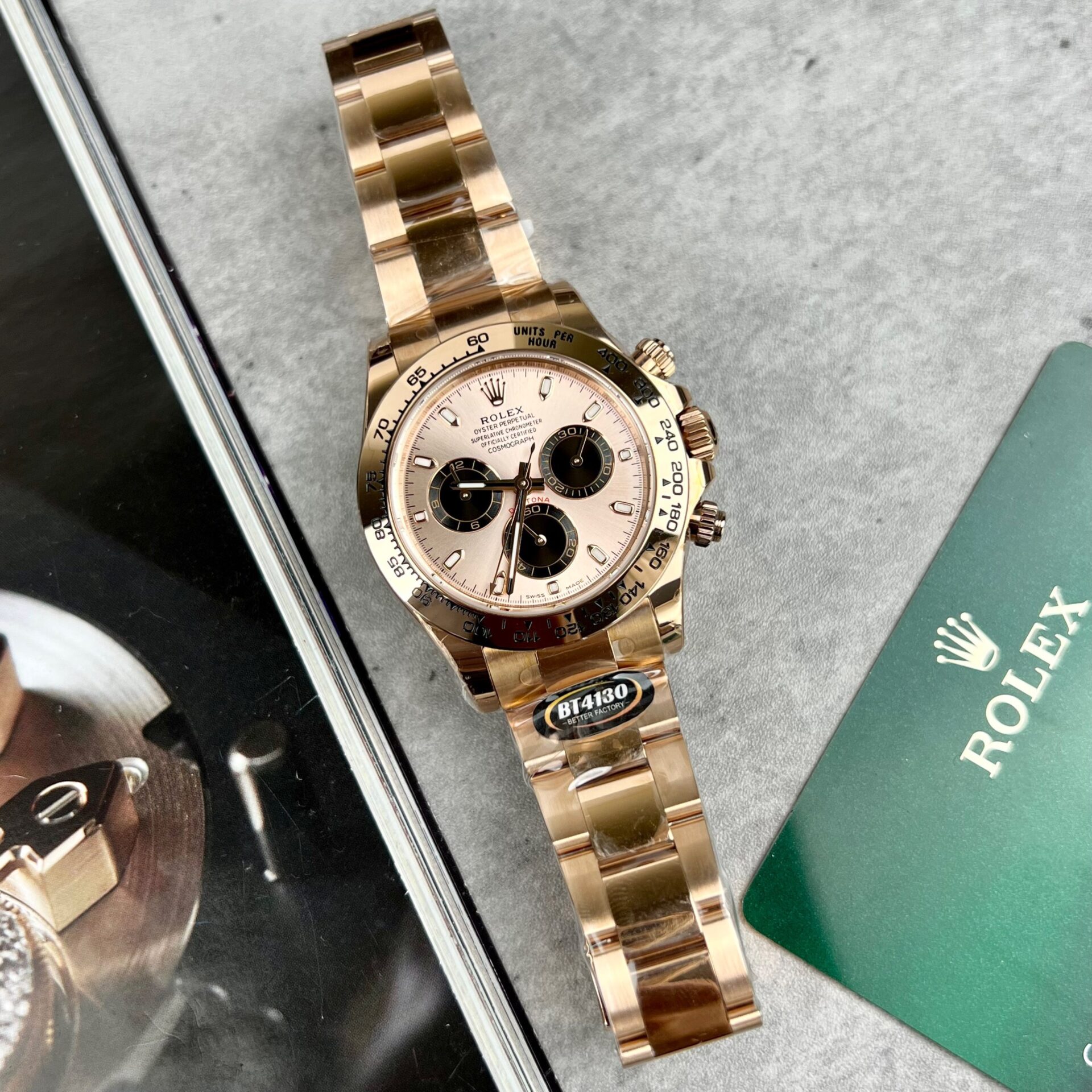Rolex Replica Watch Daytona 116505 Rose Gold BT Factory 40mm - Elite Watch Atelier