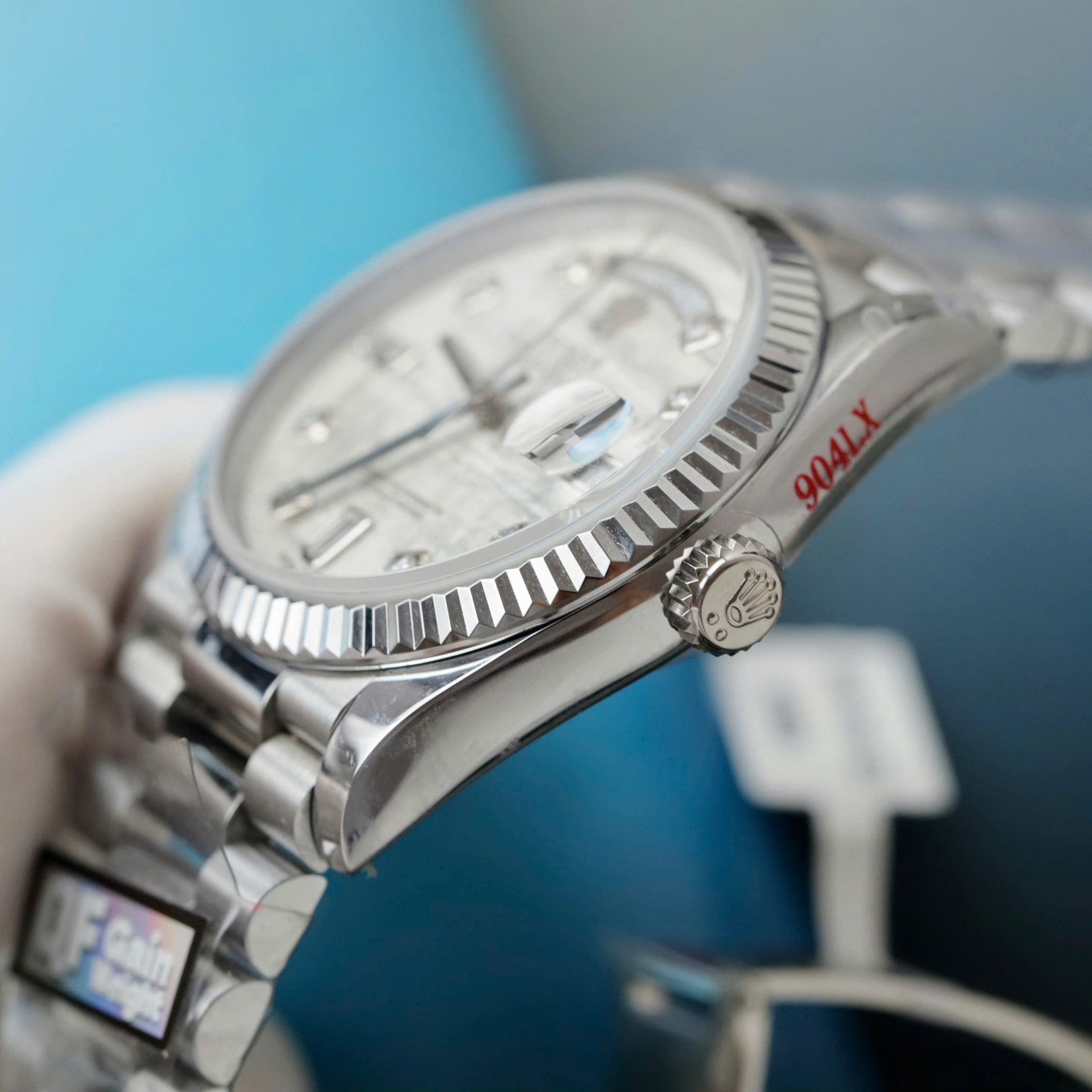 Rolex Day-Date Meteorite Dial Replica Watches Moissanite Diamonds Custom QF Factory 36mm - Top club
