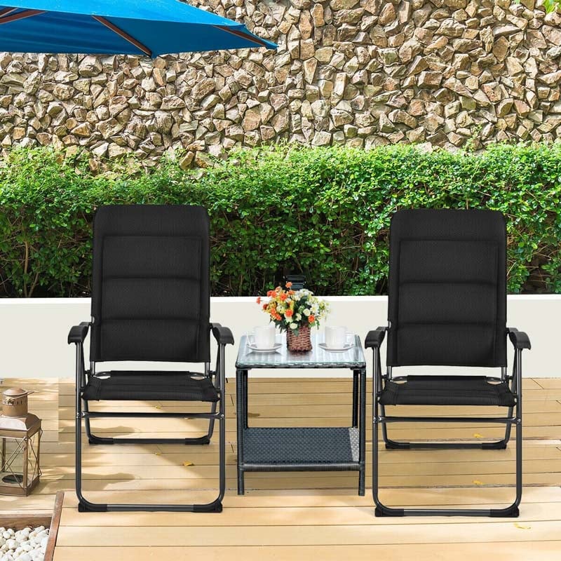 2 Pack Folding Patio Chairs, 7 Position Adjustable Outdoor Sling Recliner Camping Chairs - Image 2 2 Pack Folding Patio Chairs, 7 Position Adjustable Outdoor Sling Recliner Camping Chairs - Image 2