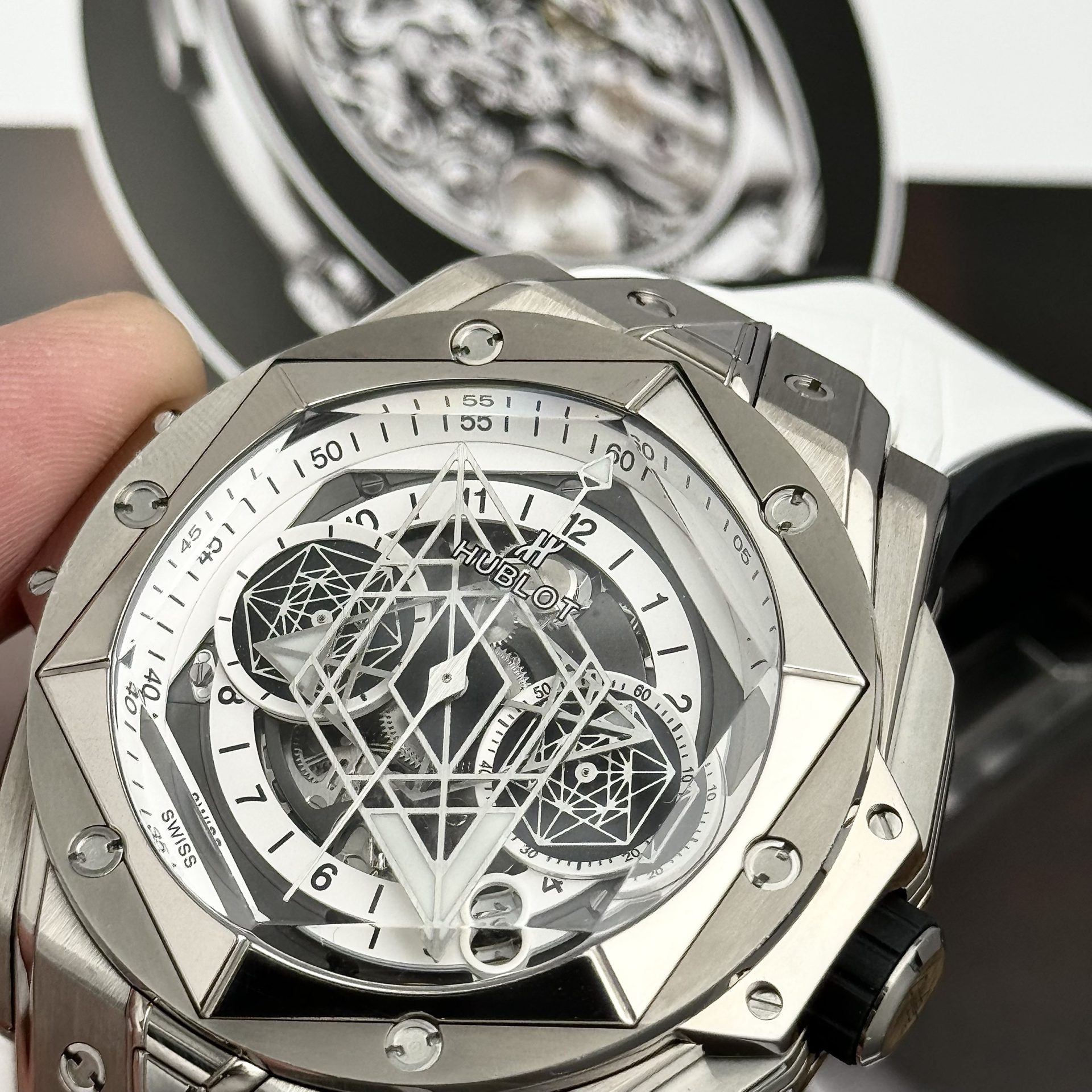 Hublot Replica Watches Big Bang Sang Bleu II Titanium White Dial BBF 45mm - Top club