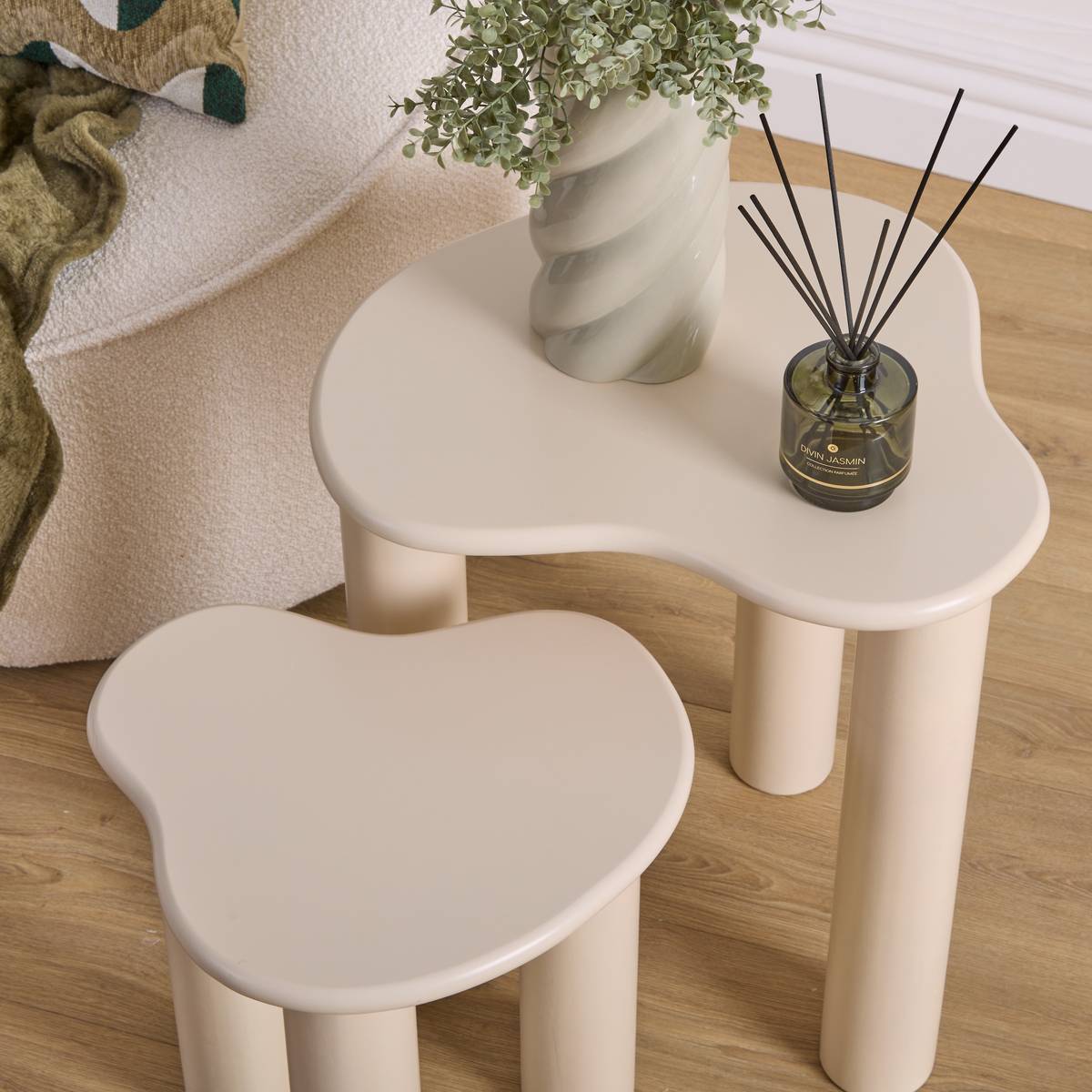 "Olao" Nesting Tables Ivory, 45x45 cm