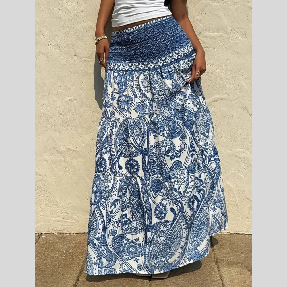 Paisley Print Maxi Skirt - ZKZOOK
