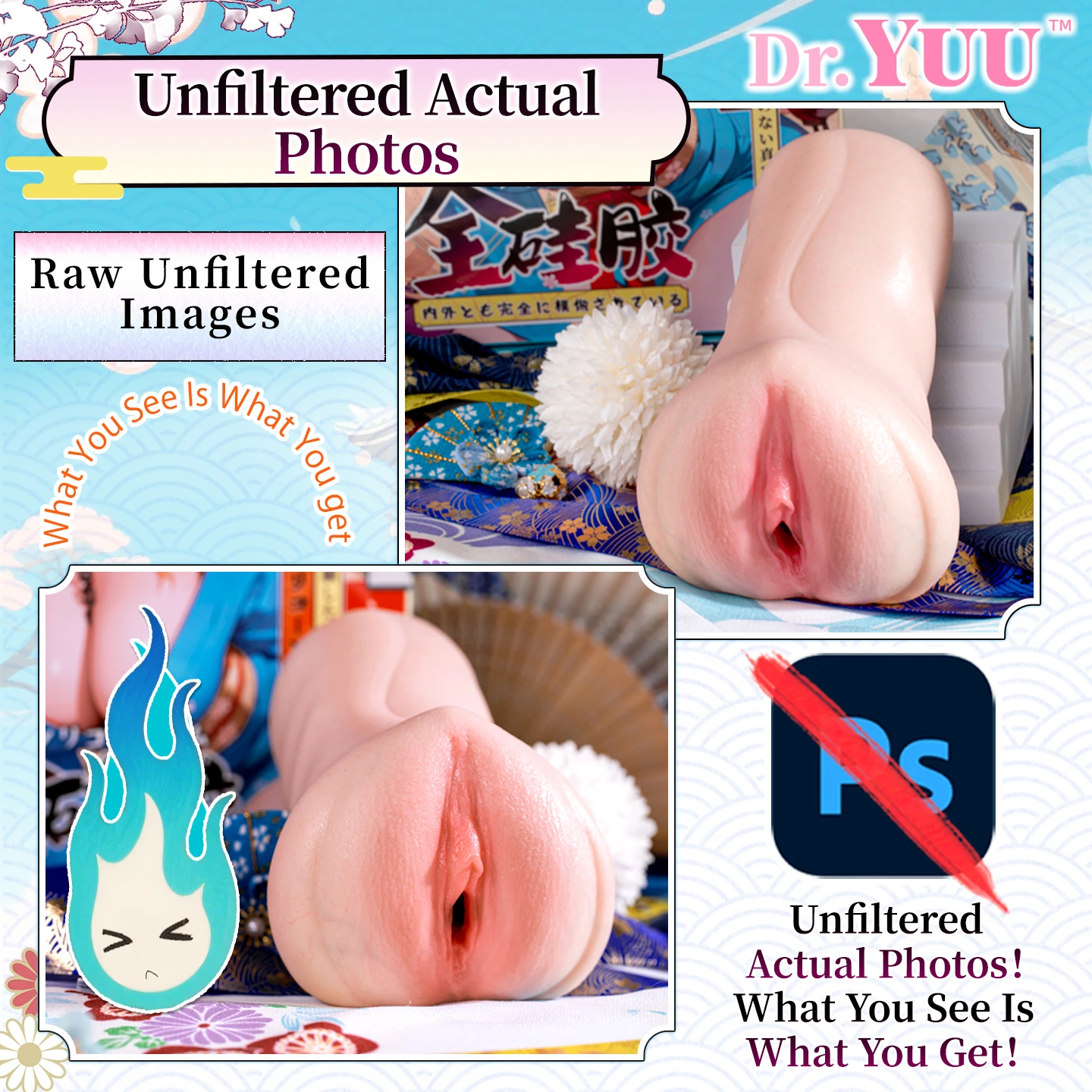Demonstration of the highly flexible bending of the Dr.YUU pure silicone pocket pussy.