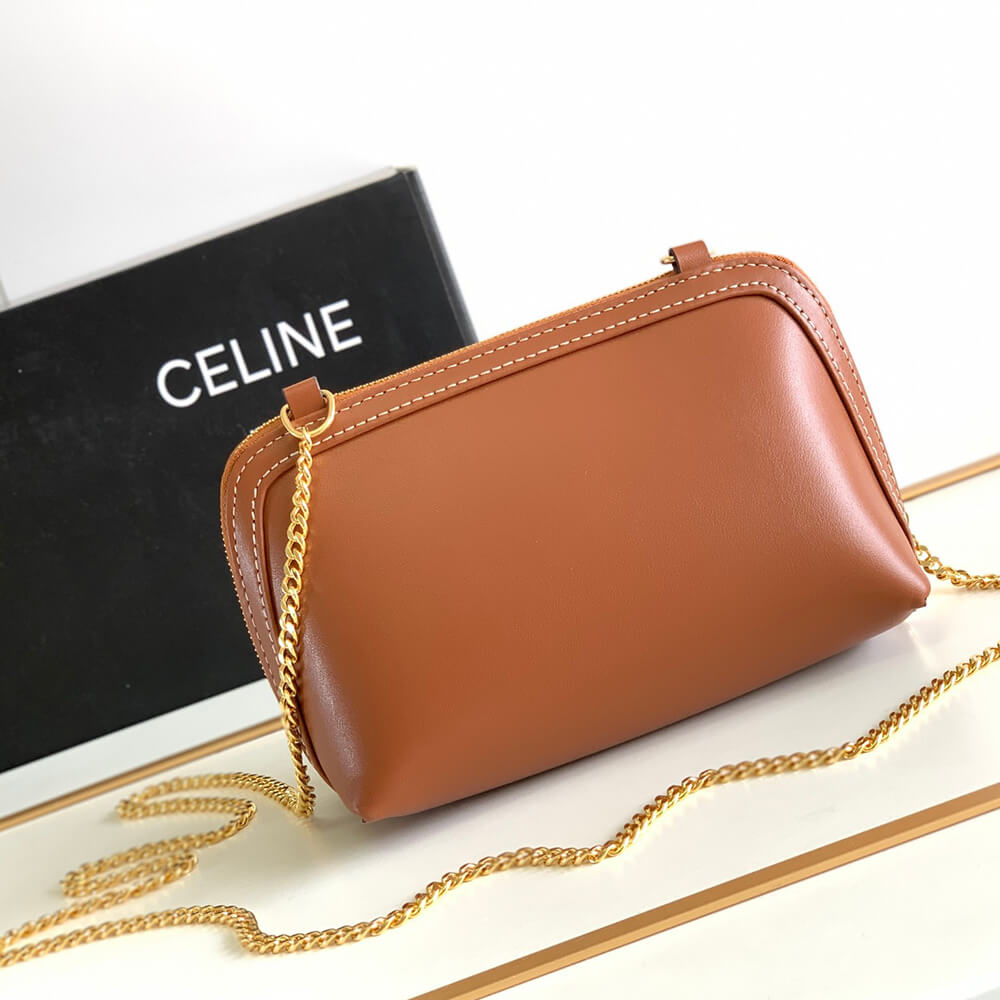 CELINE Clutch on Chain Cuir triomphe IN smooth calfskin(High-end Grade)1:1High-quality replica