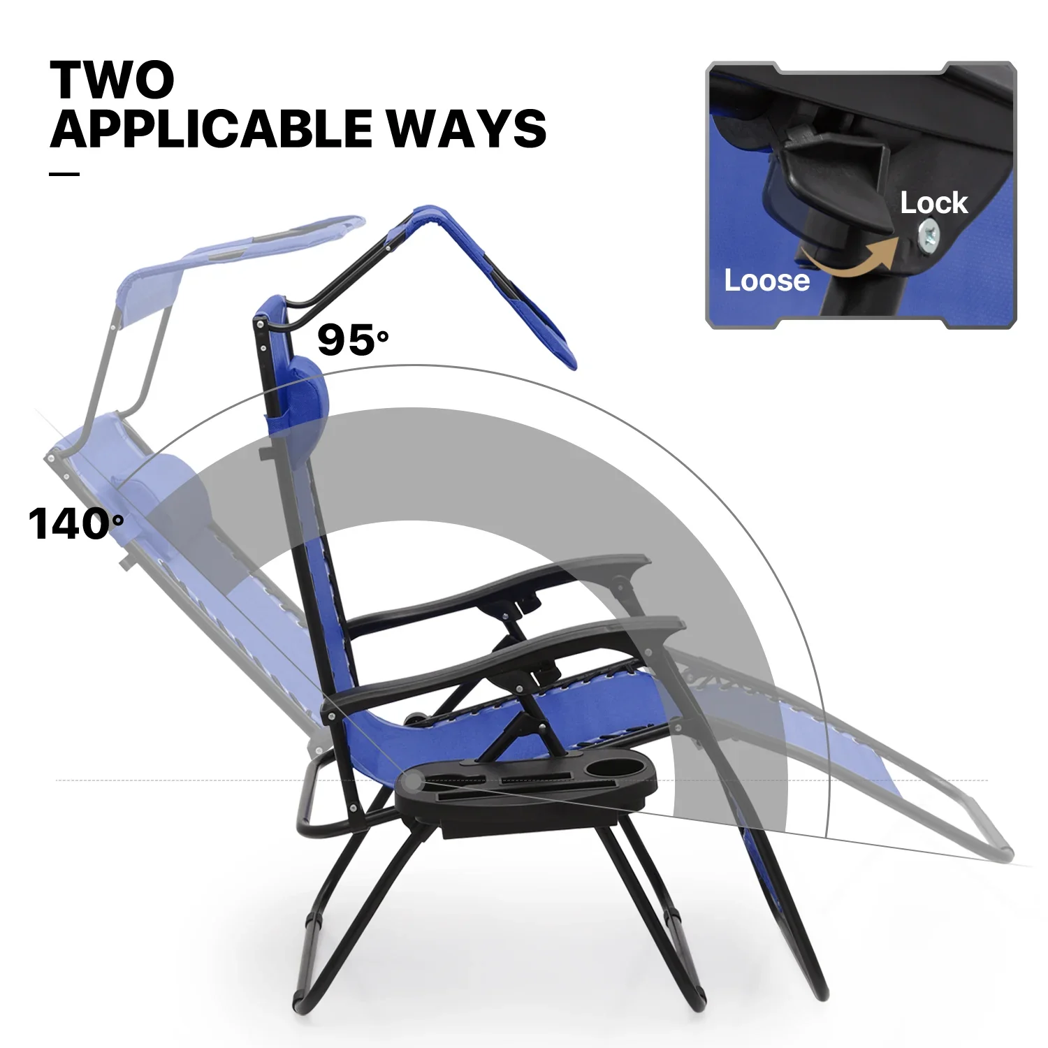 MoNiBloom Zero Gravity Reclining Chairs Set Of 2 With Canopy Shade And Headrest, Black - 330 lbs - Image 40 MoNiBloom Zero Gravity Reclining Chairs Set Of 2 With Canopy Shade And Headrest, Black - 330 lbs - Image 40