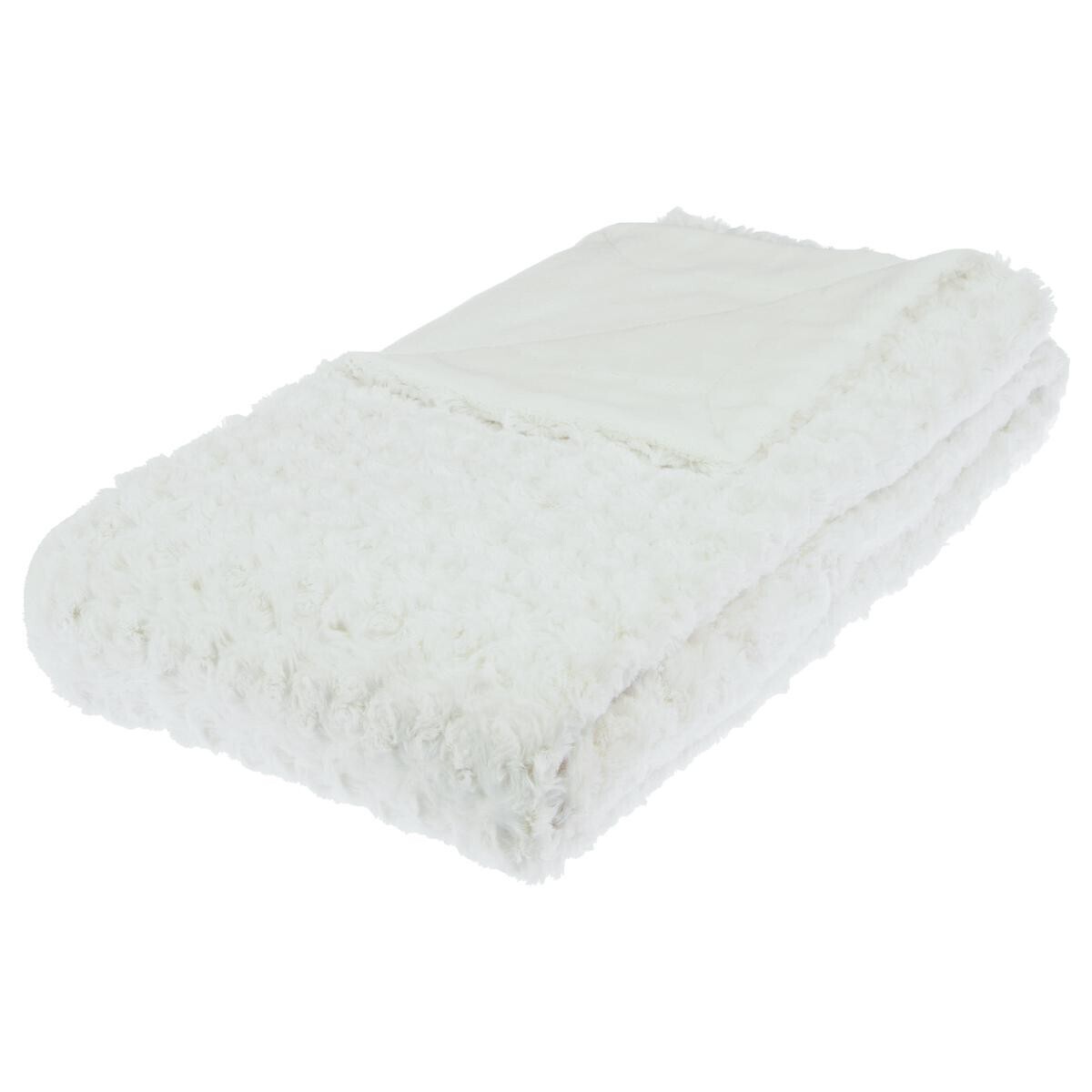 Faux fur plaid "Bouclette" White, 120x160 cm
