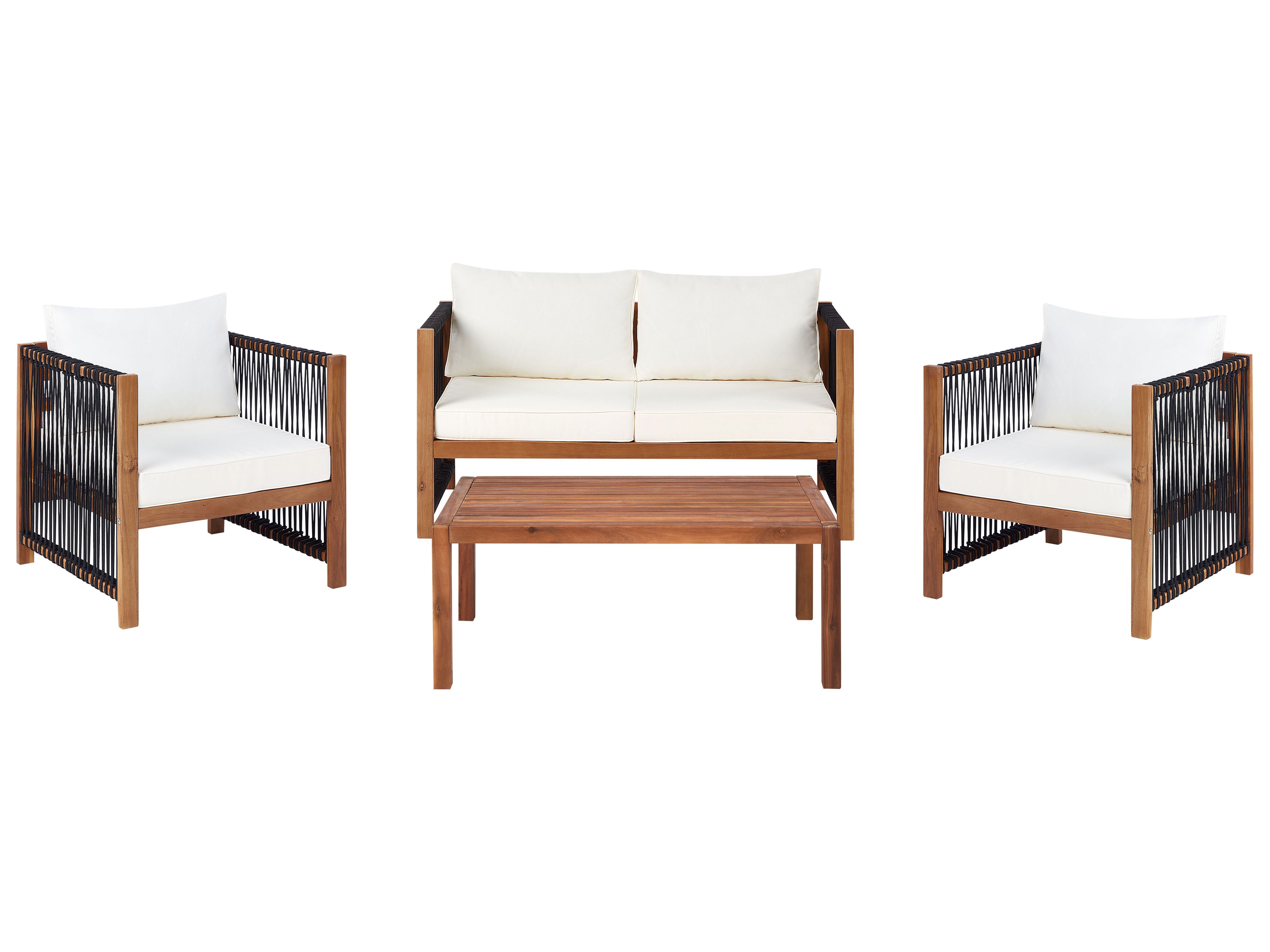 Garden Lounge Set with Table 4 Seater ANTRIA Acacia Wood Black