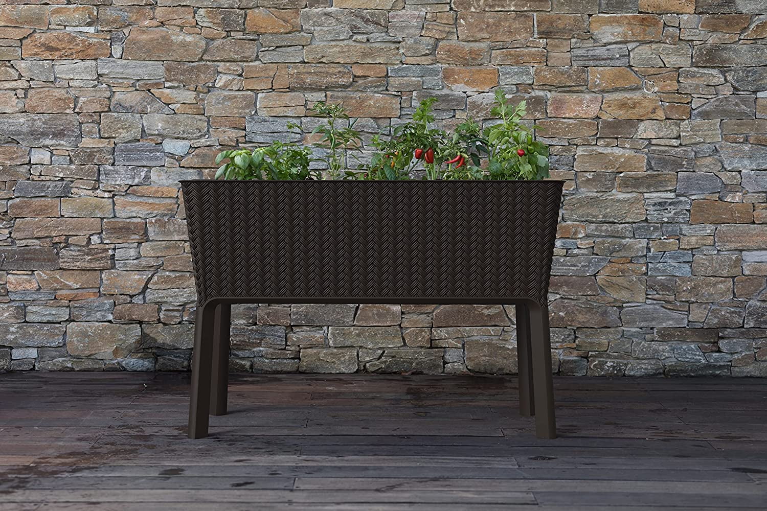 Keter Splendor 31.7 Gallon Raised Garden Bed with Self Watering and Drainage, Grey - Image 7