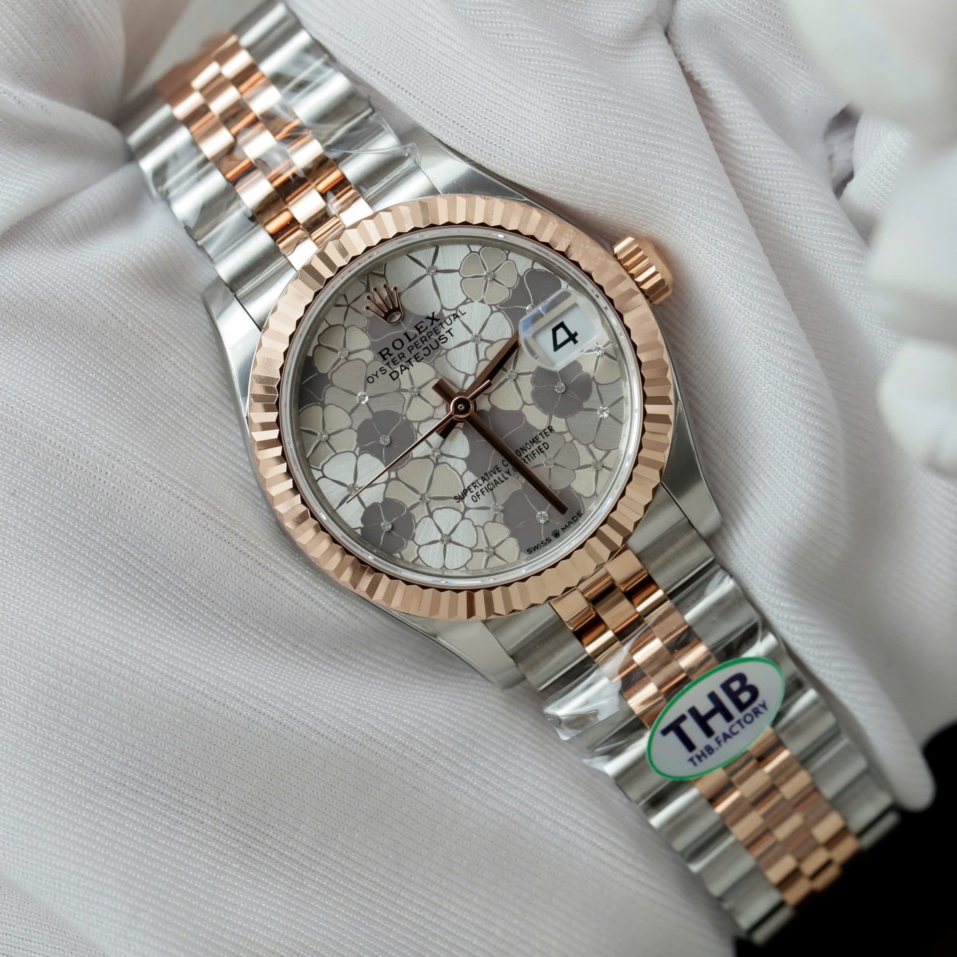 Rolex DateJust Best Replica Watch Women Flower Dial Jubilee Strap THB Factory 31mm - Top club