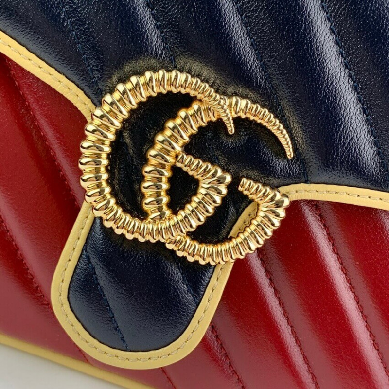 Replica Gucci Gg Marmont Mini Bag 583571 Blue And Red Leather1:1High-quality replica