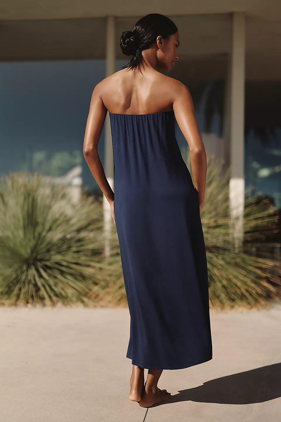 Strapless Midi Dress - Blue