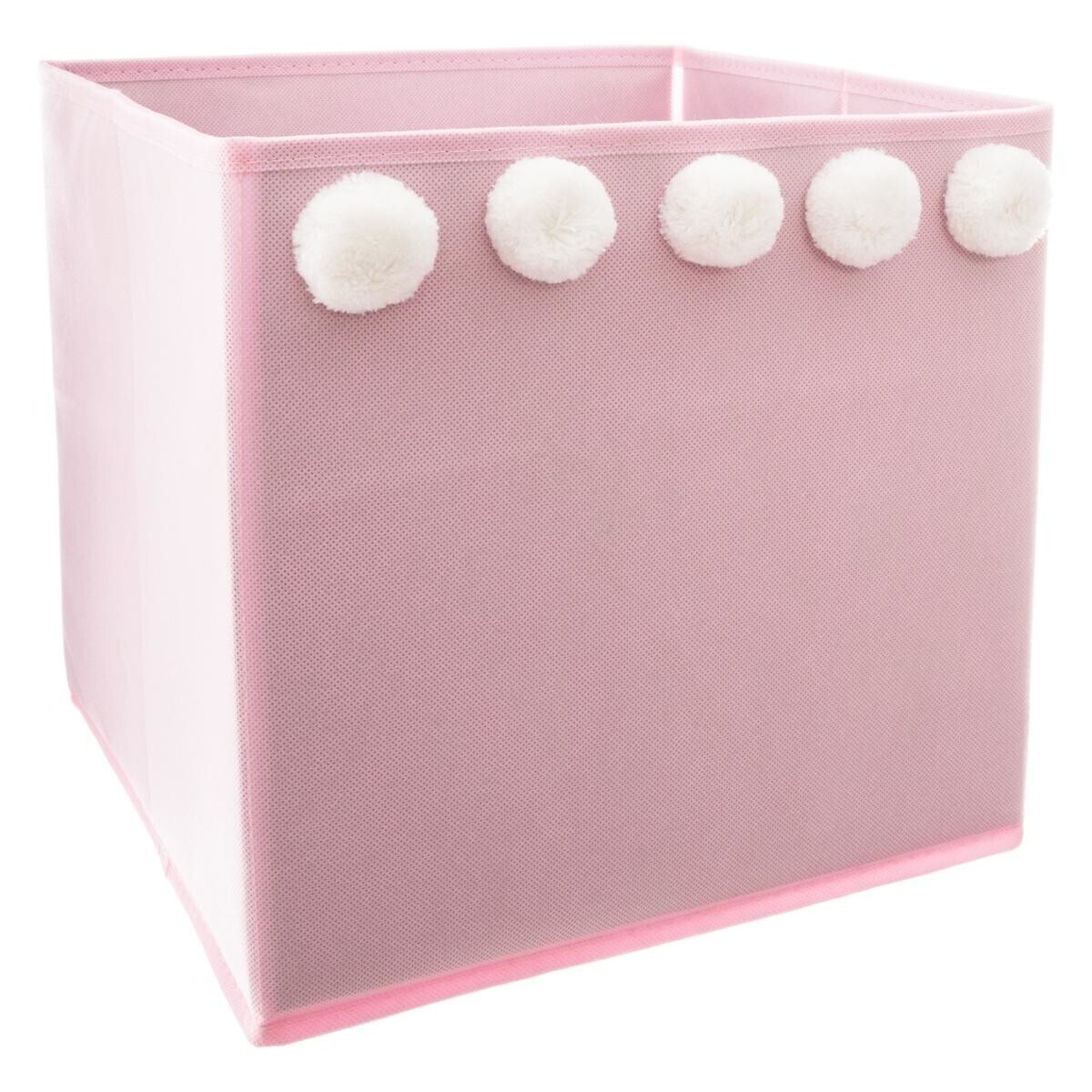 Storage bin with pompons Pink, 29x29 cm
