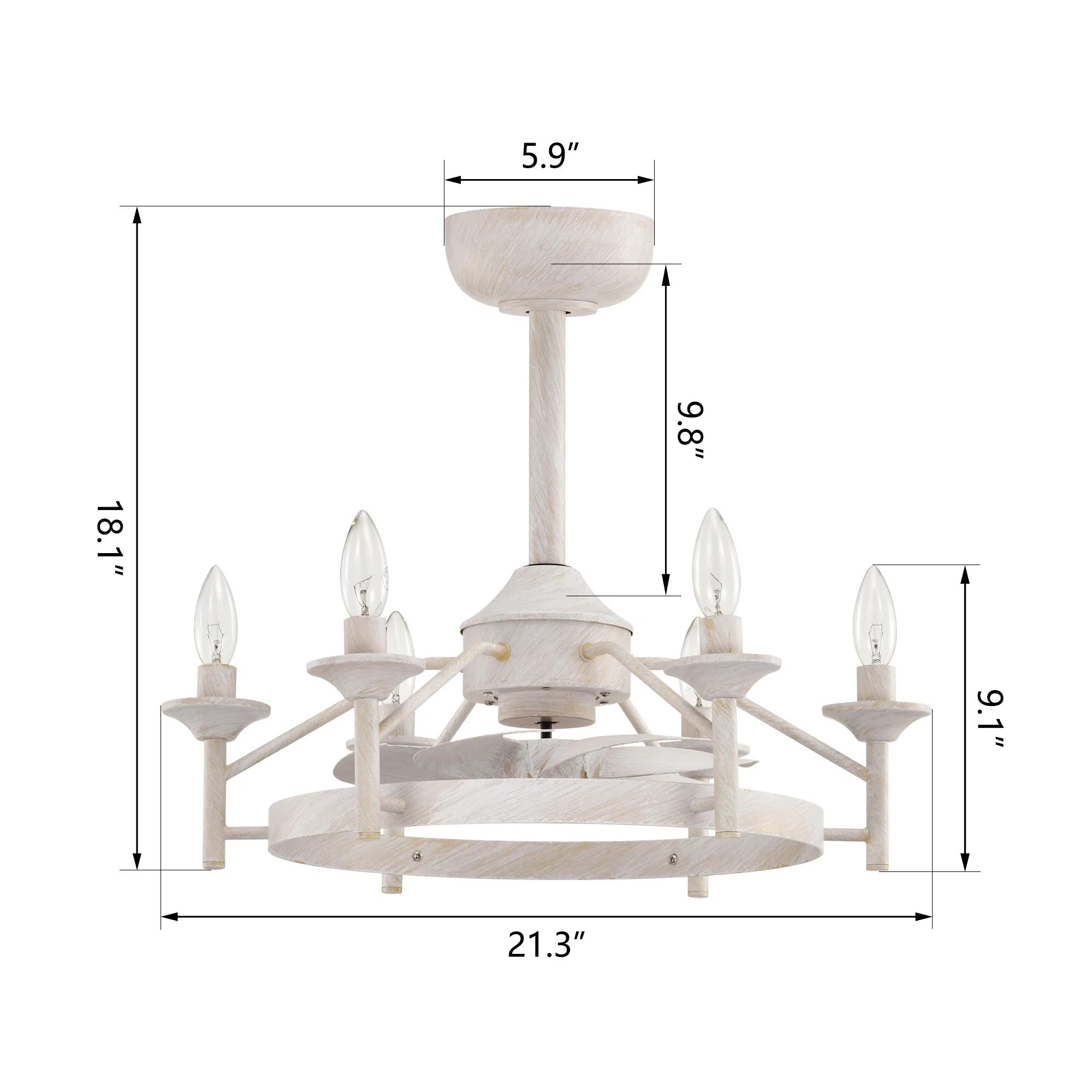 Maxax Candlestick Ceiling Fan with Light, 21" White Vintage Ceiling Fan with Remote Control, 6 Speeds Reversible Timing Ceiling Fan for Bedroom, Living Room - Image 9