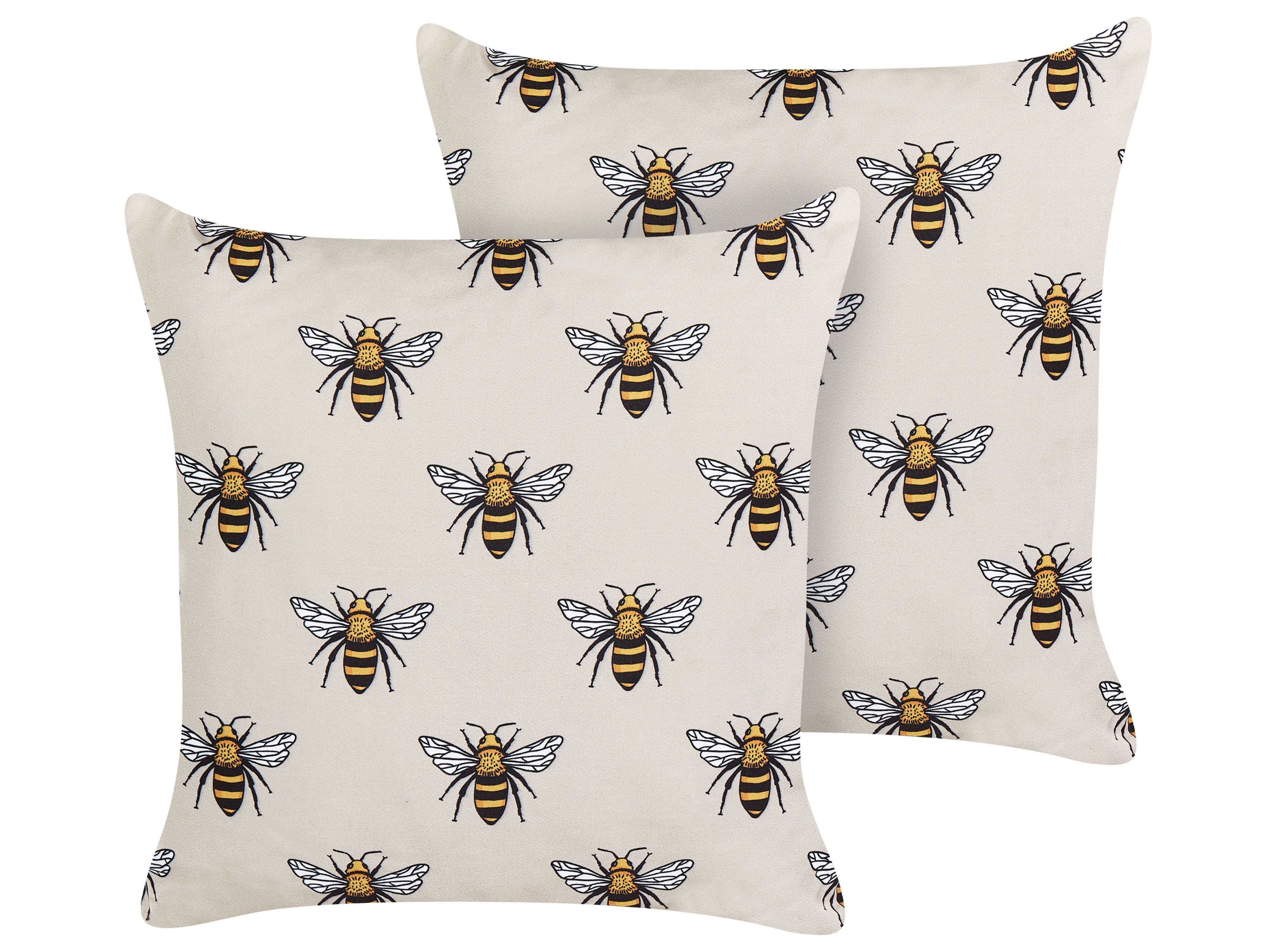 Set of 2 Outdoor Cushions CANNETO Animal Pattern 45 x 45 cm Beige