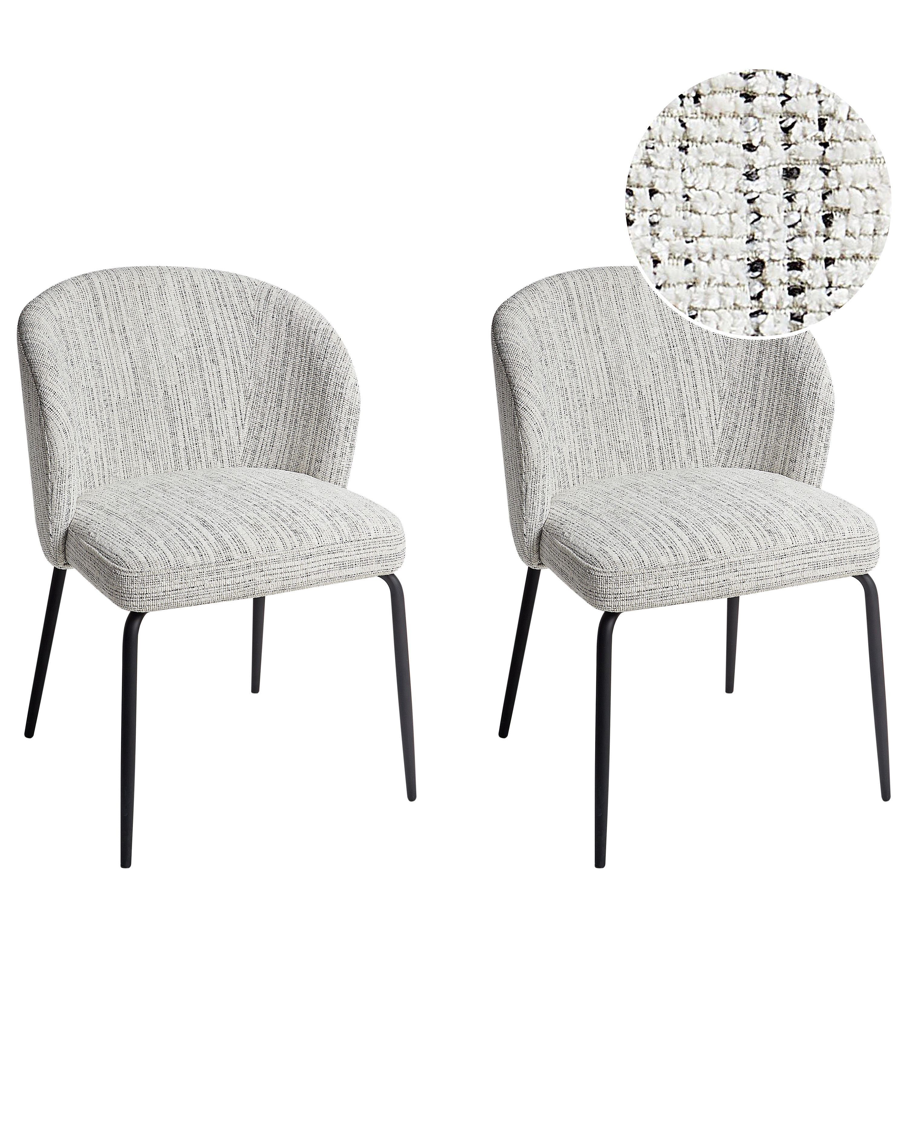 Set of 2 Dining Chairs ZANA Fabric White