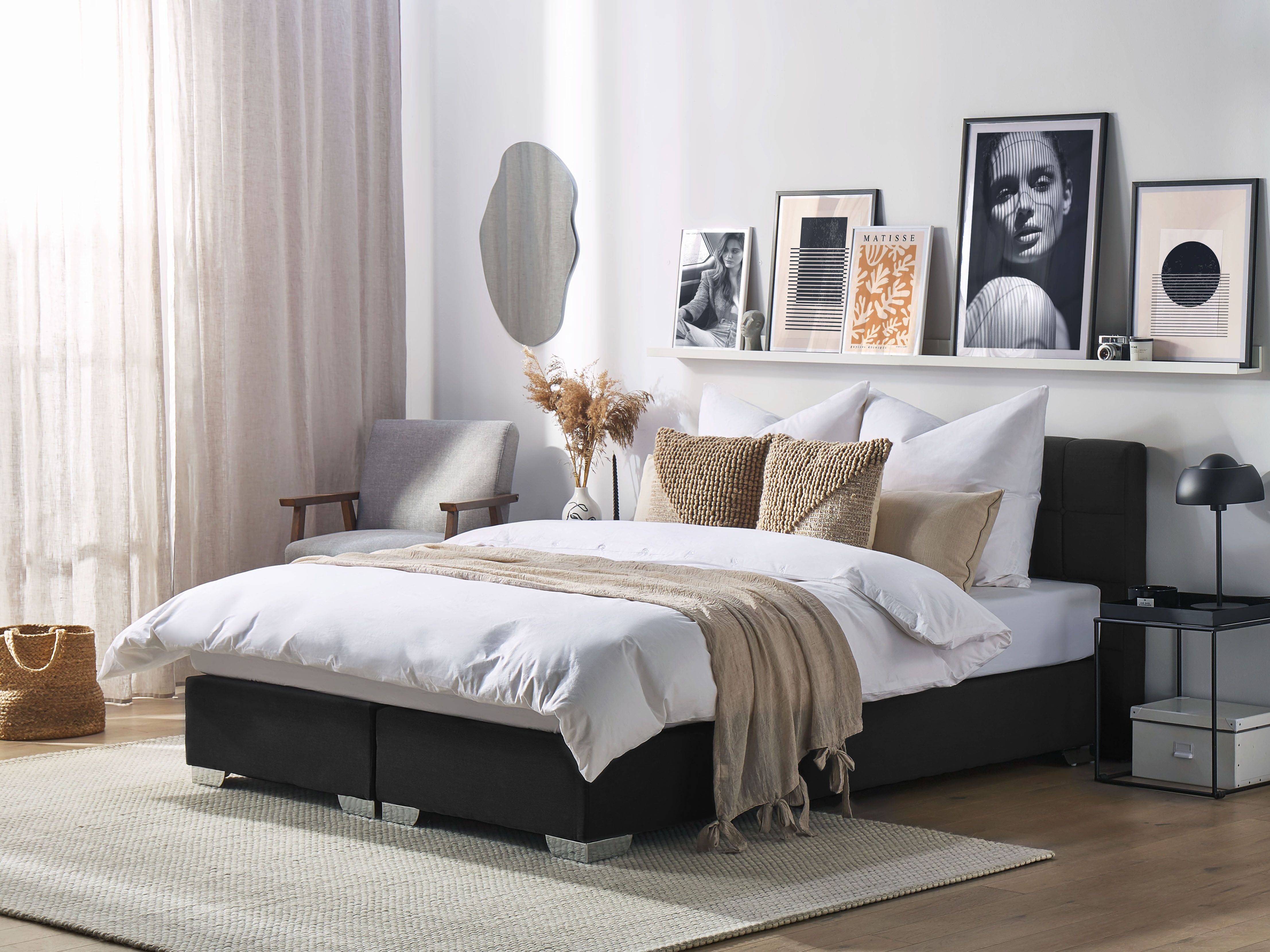 Divan Bed Fabric ADMIRAL 180 x 200 cm (EU Super King) Black