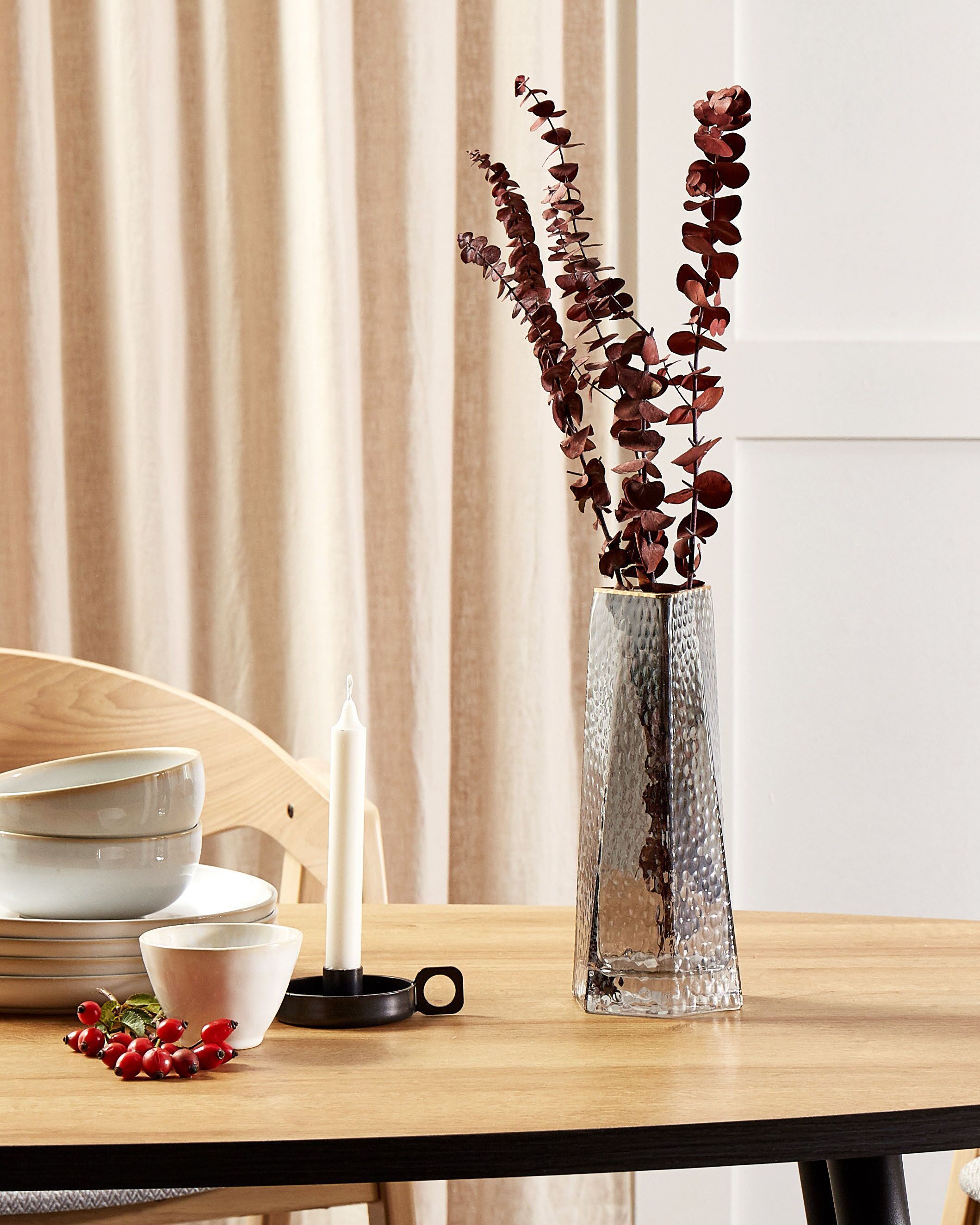 Flower Vase LILAIA Glass 27 cm Grey