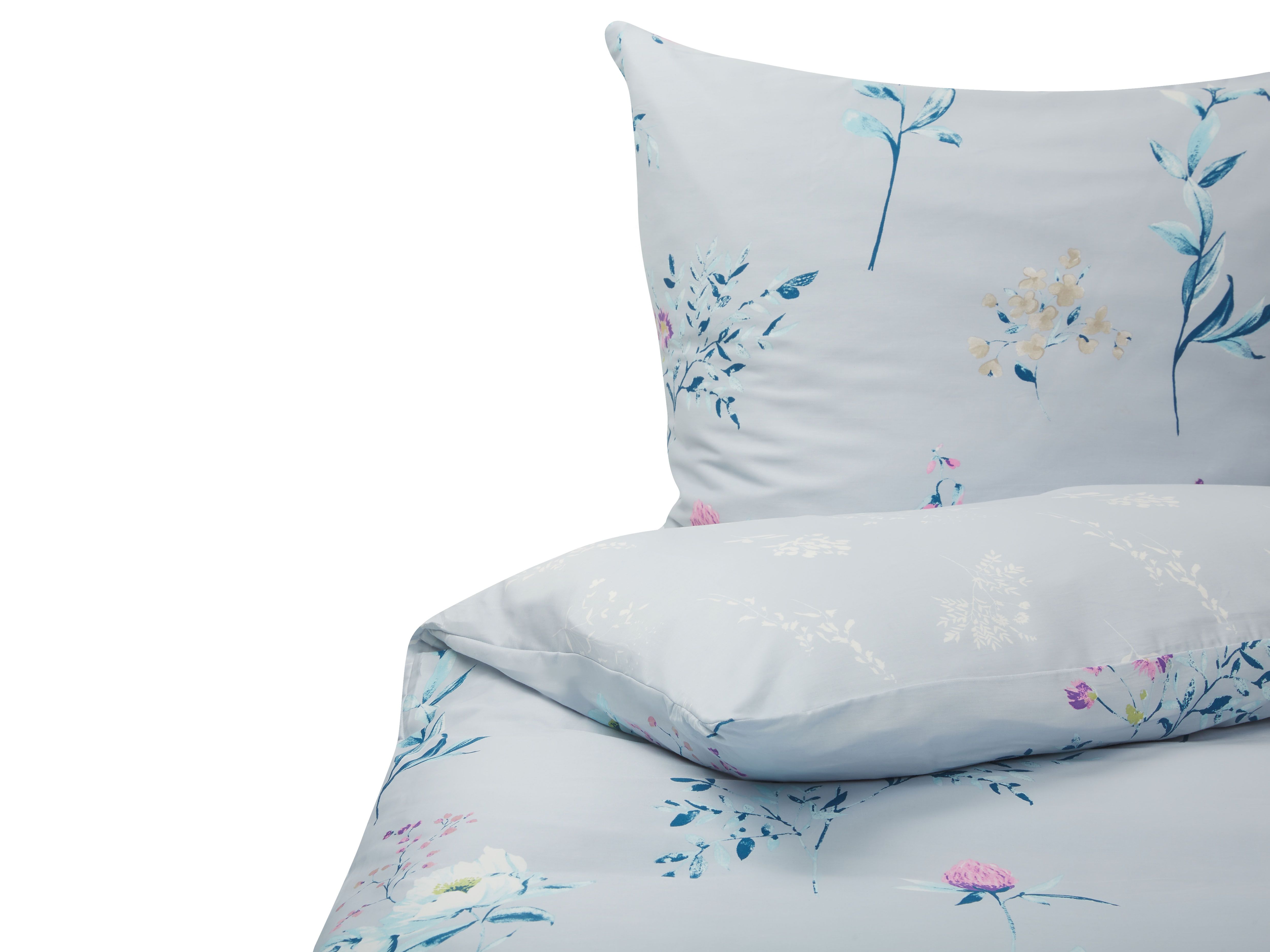 Duvet Cover Set EVERGREEN Sateen Cotton 135 x 200 cm Light Blue