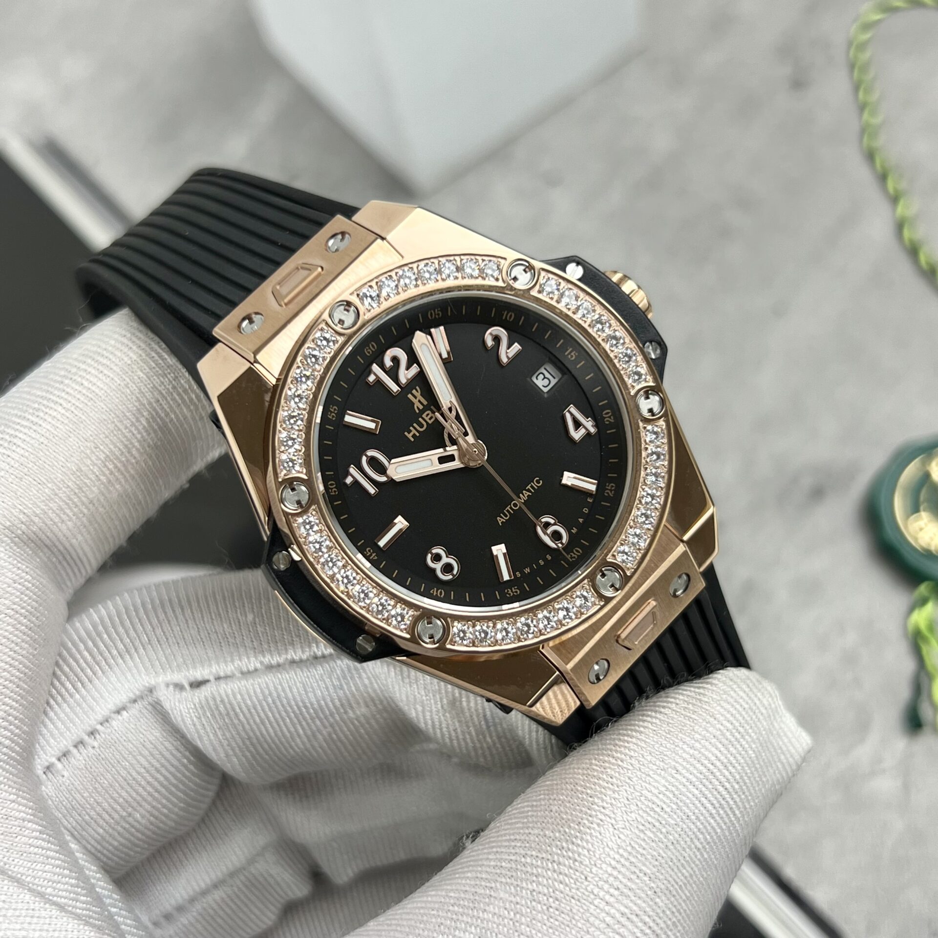 Hublot Replica 1:1 Watch Big Bang One Click King Gold Diamond Bezel HBF 39mm - Elite Watch Atelier