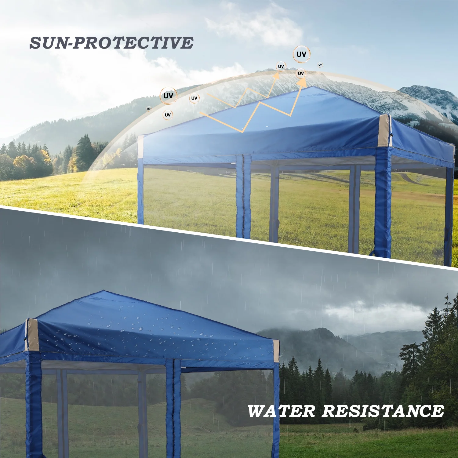 Aoodor 12'x12' Pop Up Canopy with Removable Mesh Sidewalls, Outdoor Portable Instant Shelter Tent-Black - Image 14