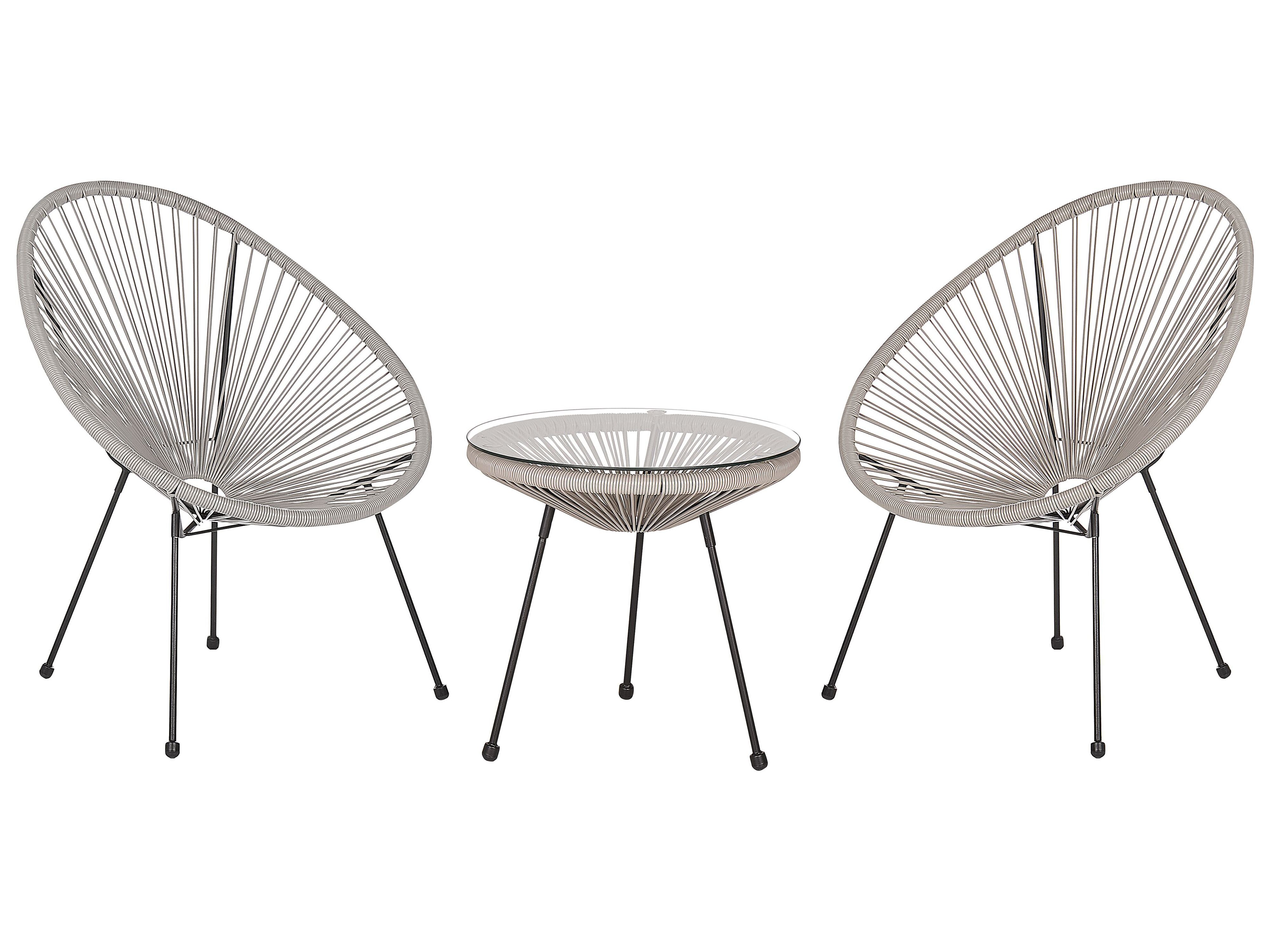 Bistro Set ACAPULCO II PE Rattan Light Grey