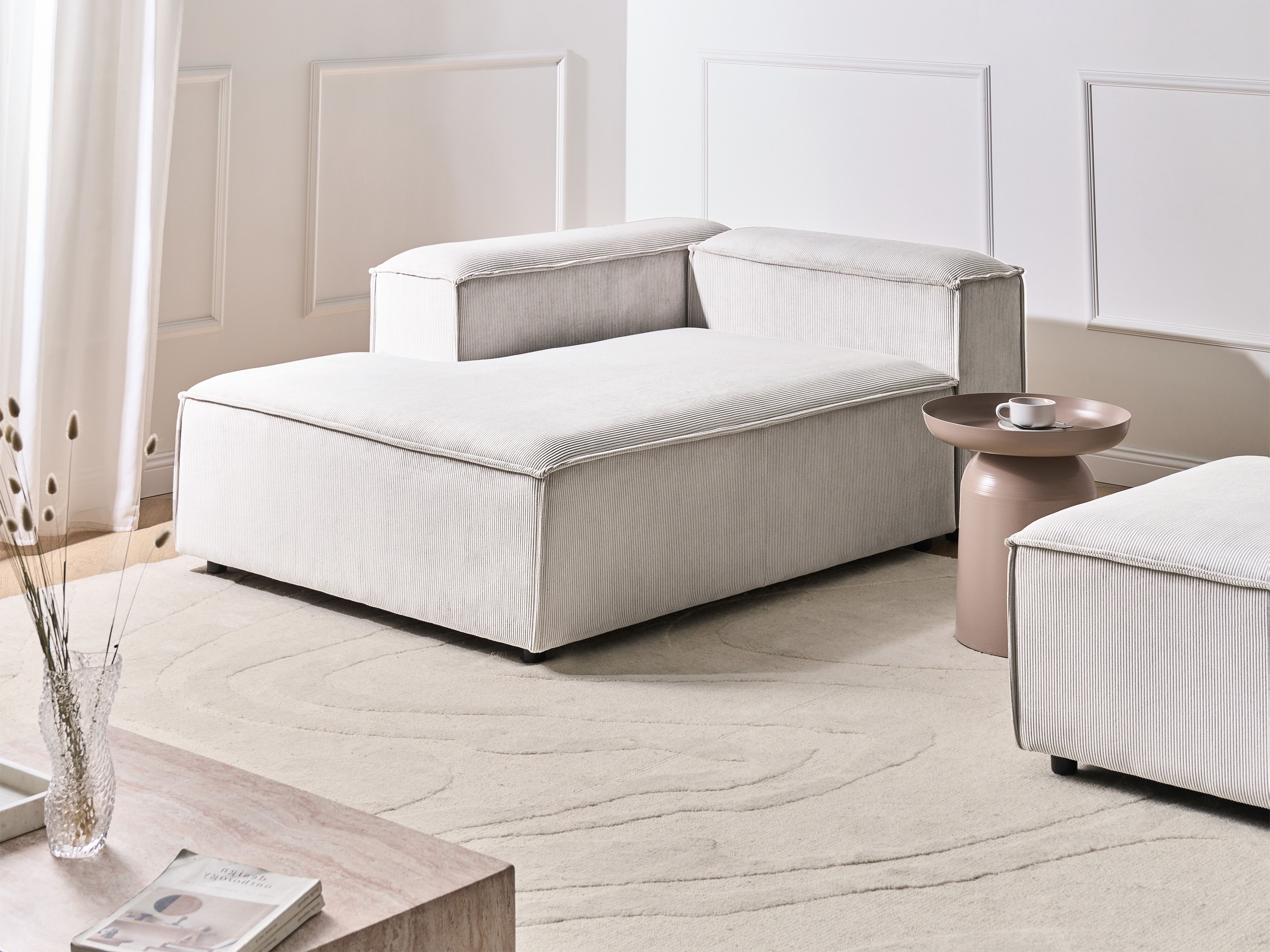 Chaise Lounge ARDAL Corduroy Off-White Right Hand