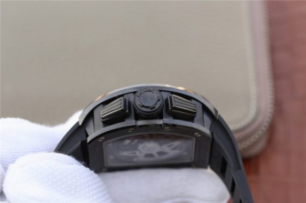 Replica Richard Mille RM011 Black Ceramic PVD Chrono Skeleton Dial Black Rubber Strap A7750 - Top club