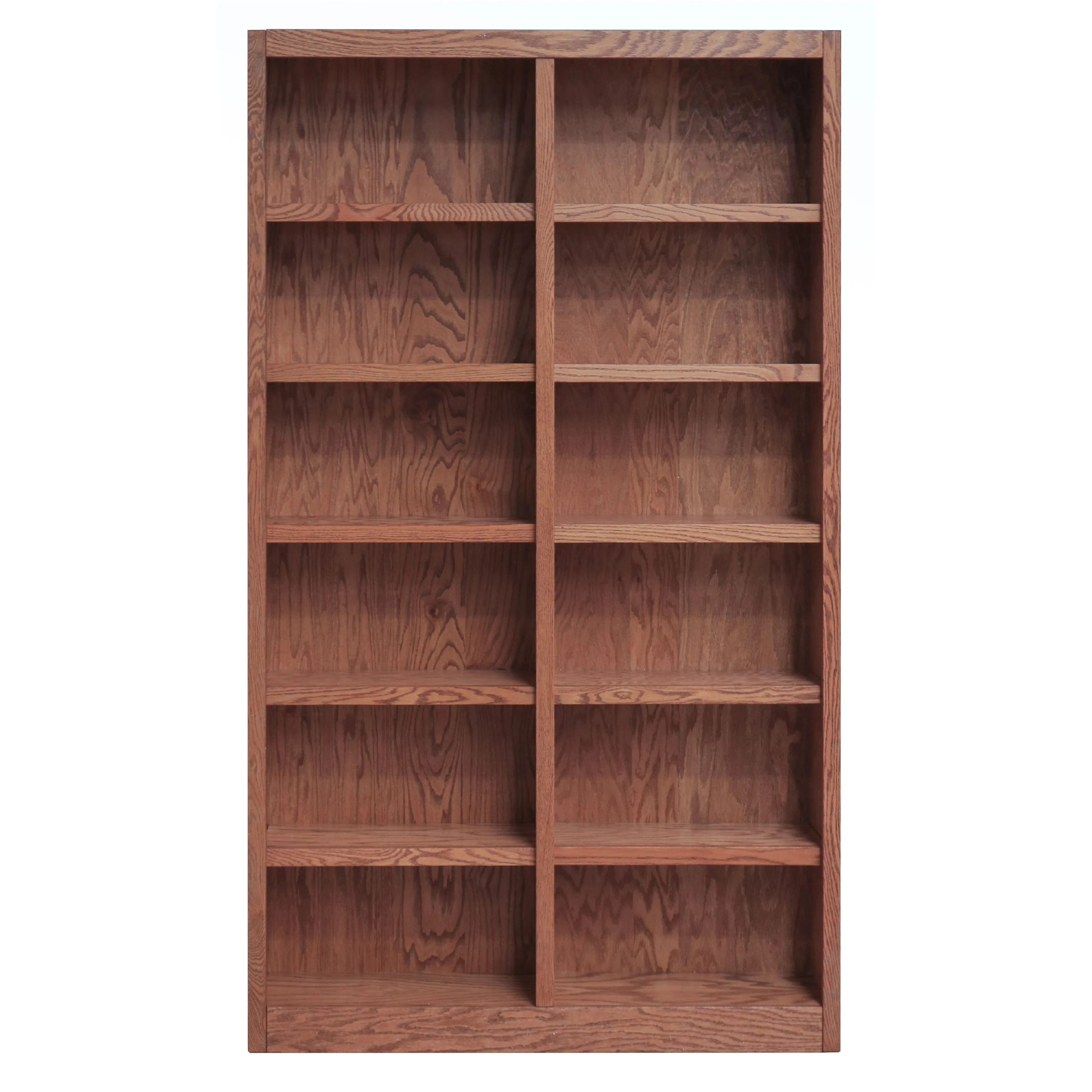 Concepts in Wood 12 Shelf Double Wide Wood Bookcase, 84 inch Tall - Oak Finish - Image 8