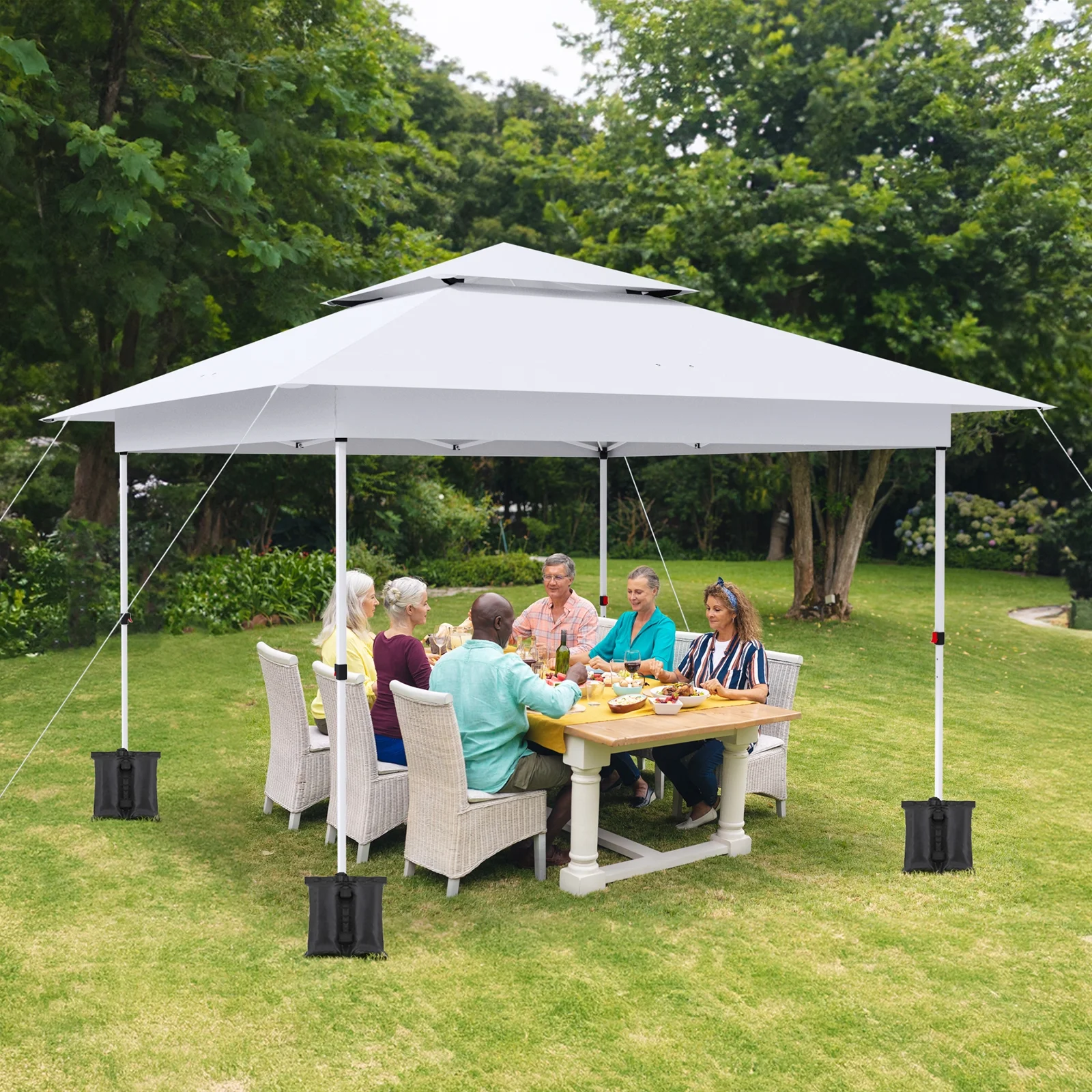 Pirecart 12' x 12' Pop-up Canopy Tent Waterproof Outdoor Gazebo Shelter with Wheeled Bag, Instand Canopy , White - Image 4