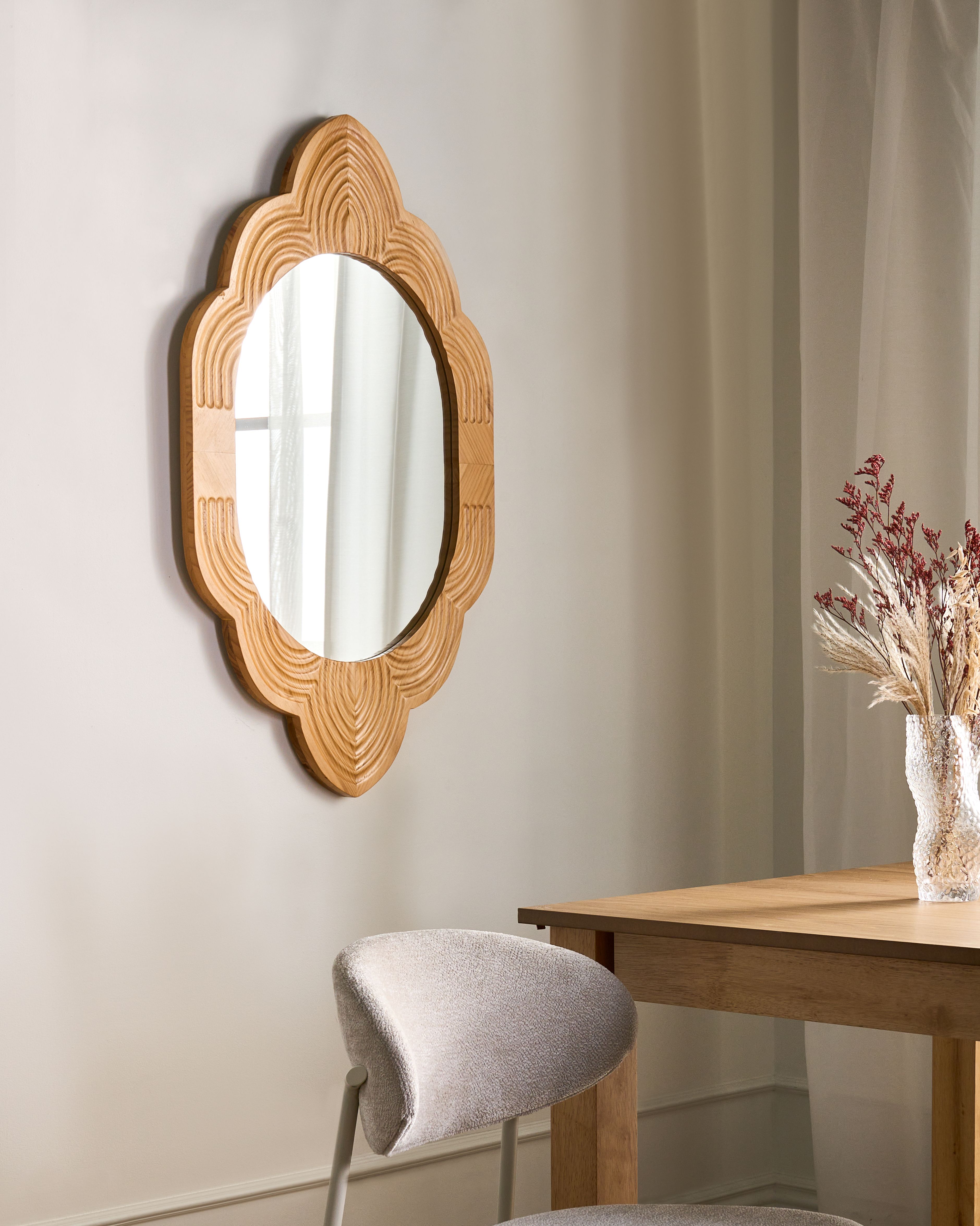 Wall Mirror FRESVILLE 62 cm 100 cm Pine Wood Light Brown