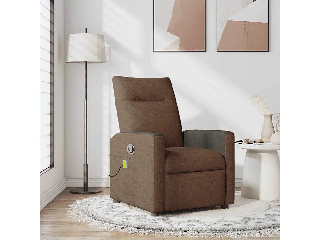 Fauteuil inclinable-Chaise de relax-Fauteuil de Massage Marron Tissu SHL1886