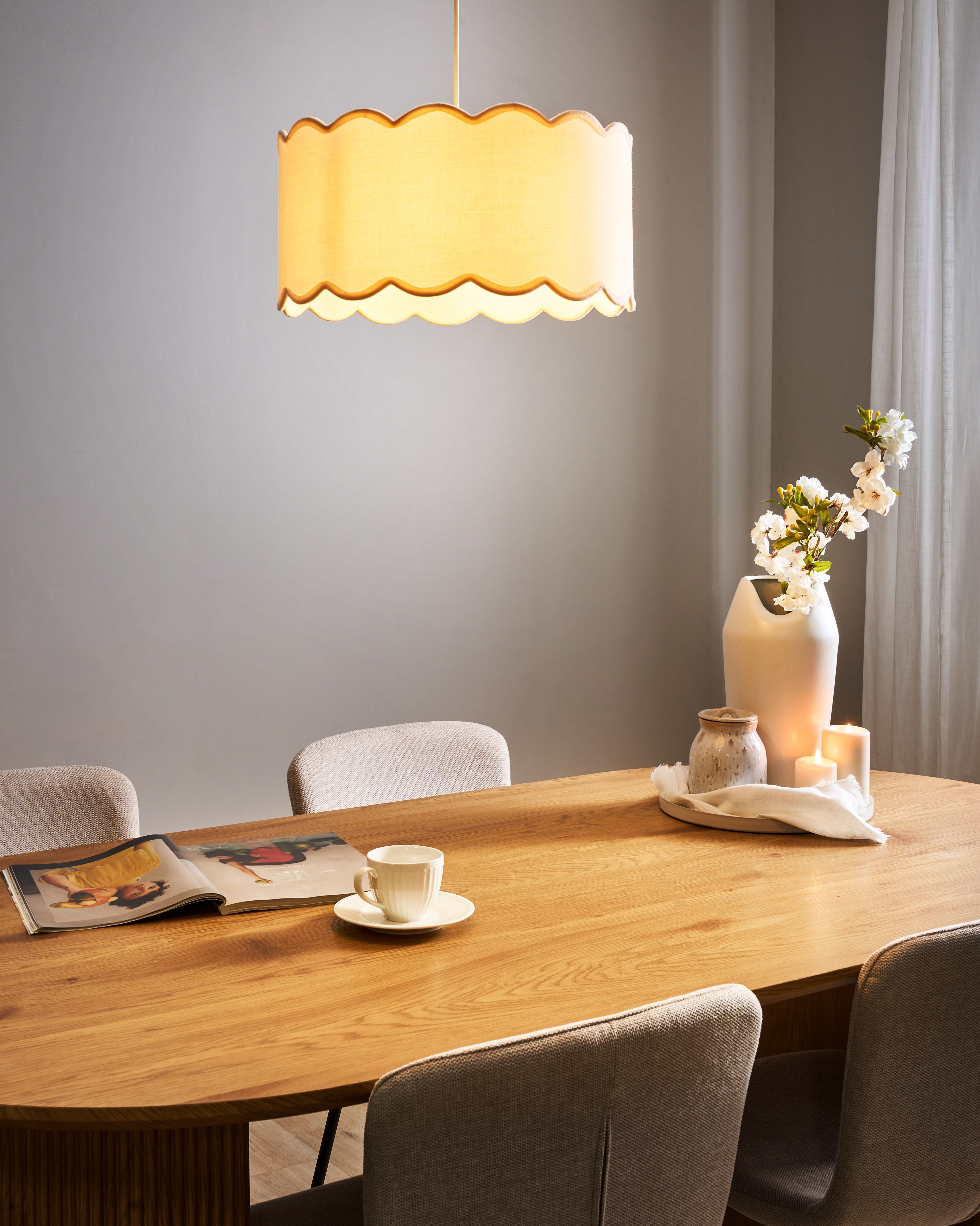 Pendant Lamp GAIREZI Metal White/ Beige
