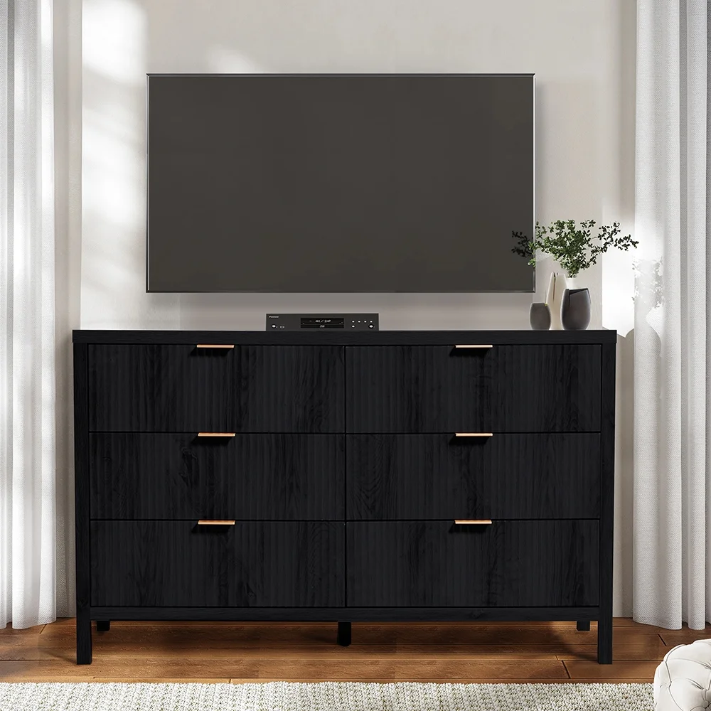 YOCWO Fluted Nightstand for Bedroom Set of 2 , Wood Bedside Table Set of 2 with Drawers, Black - Image 17