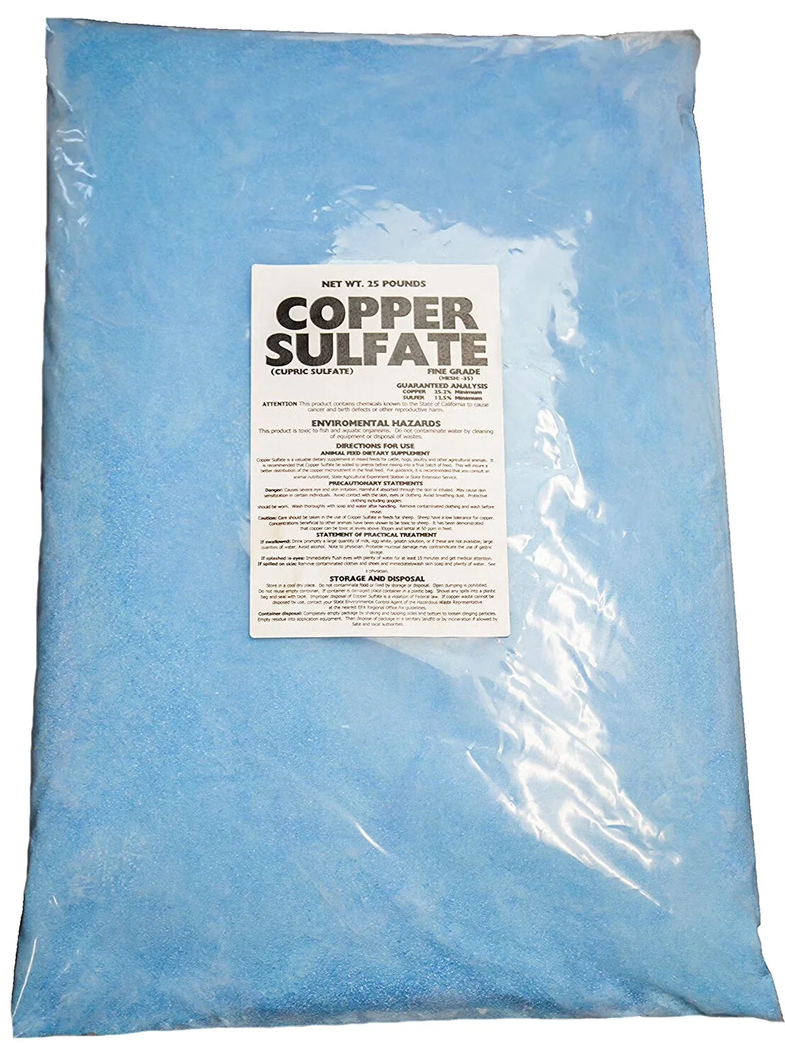 Earthworks Health Copper Sulfate Fine Crystals 25 lb Bag Earthworks Health Copper Sulfate Fine Crystals 25 lb Bag