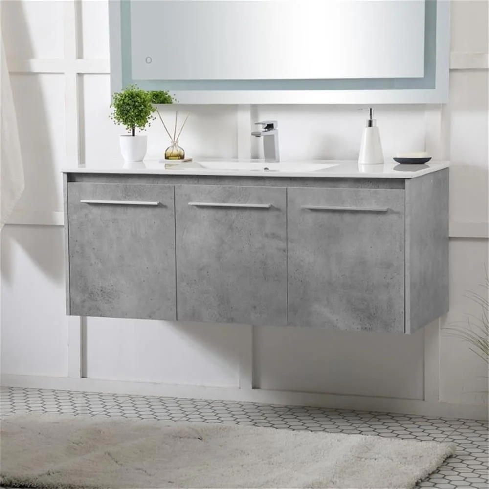 Elegant Kitchen and Bath 48 Inch  Single Bathroom Floating Vanity In Concrete Grey