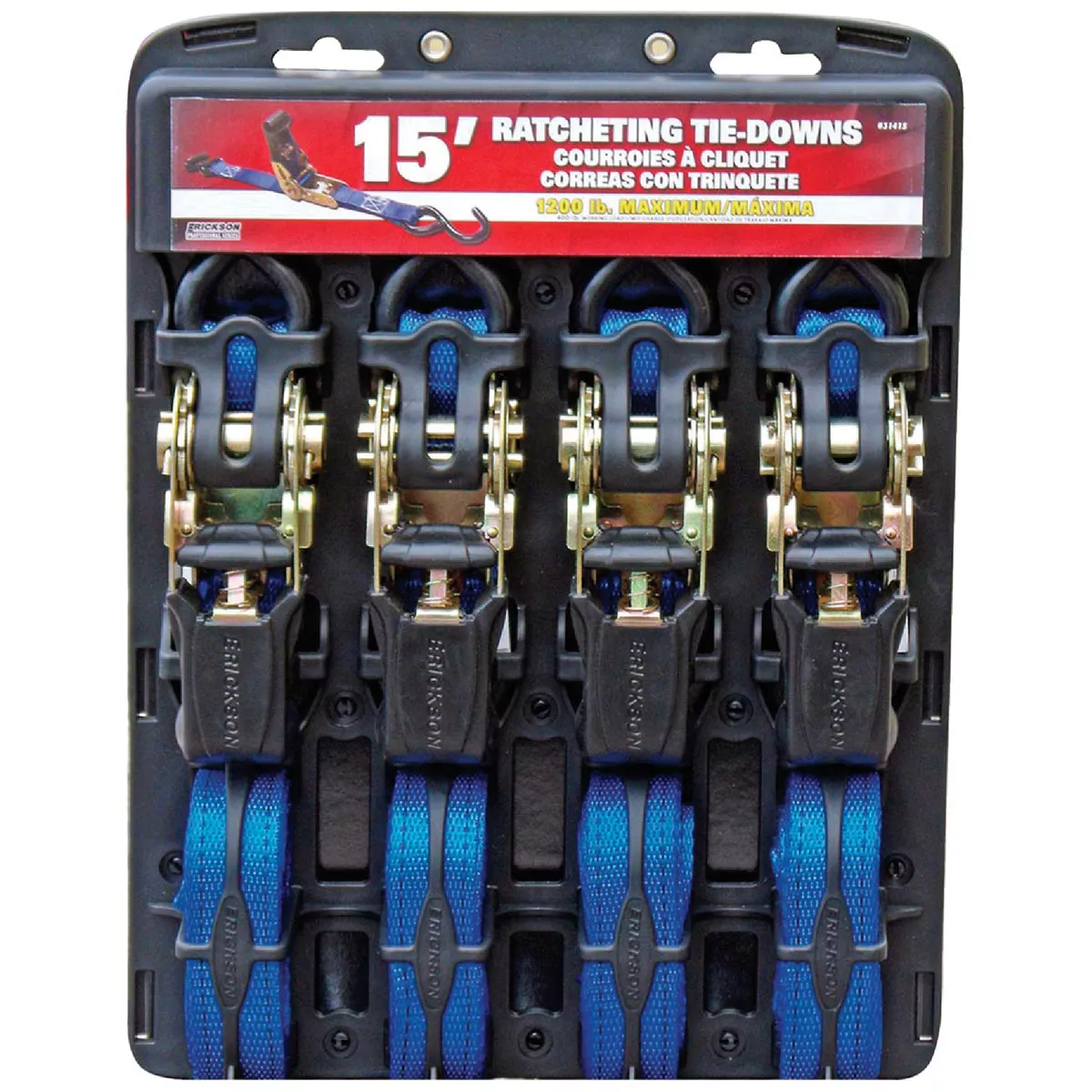 Erickson 1 In. x 15 Ft. Professional Series Ratchet Tie-Down Strap (4-Pack)