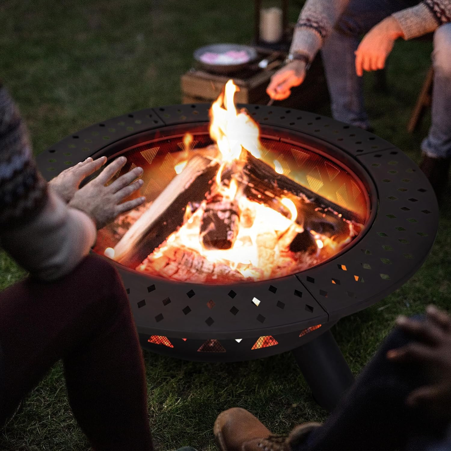 SUNCREAT 42-Inch Wood Burning Patio Fire Pit, Black, 42.1 Inch Diameter x 25.2 Inch High - Image 41 SUNCREAT 42-Inch Wood Burning Patio Fire Pit, Black, 42.1 Inch Diameter x 25.2 Inch High - Image 41