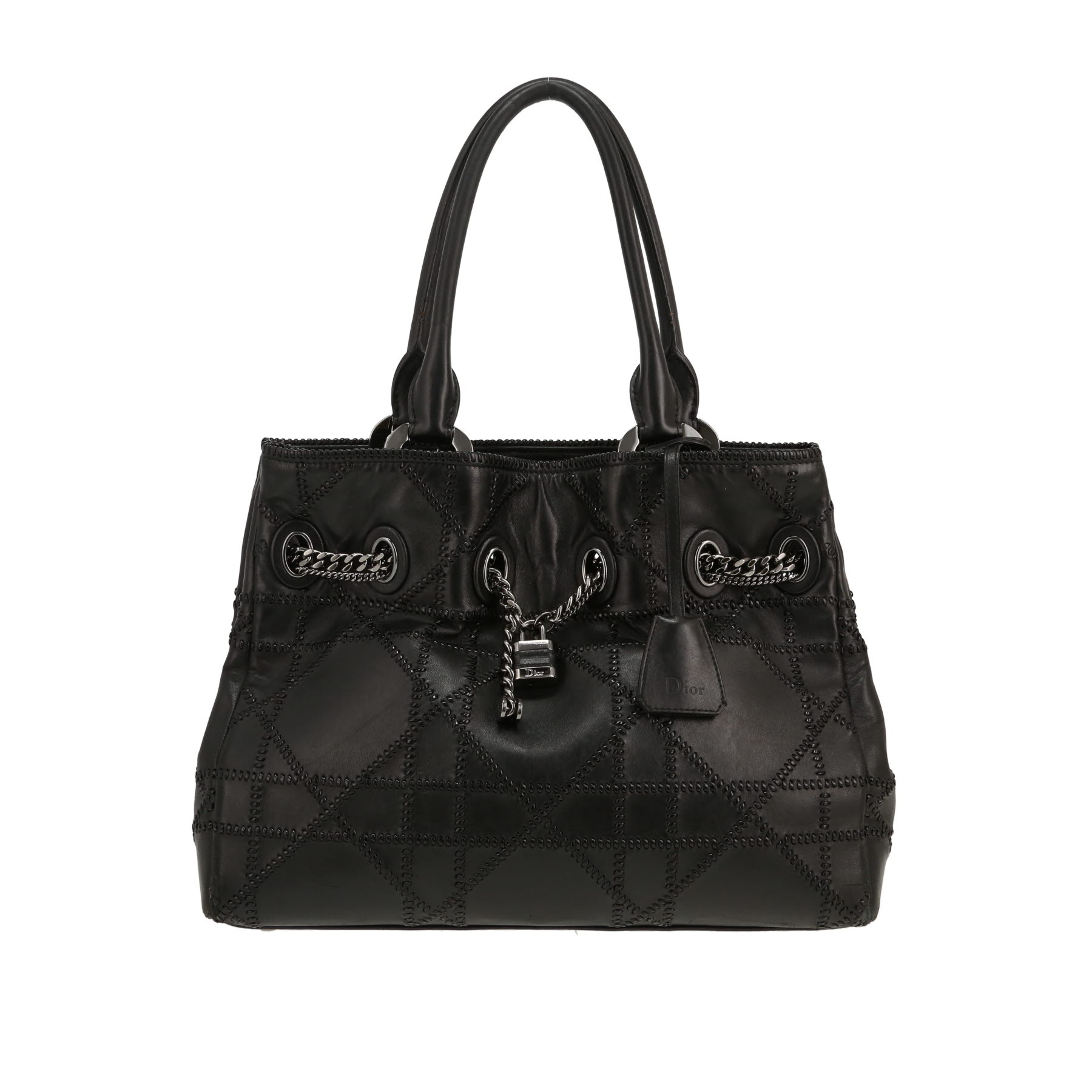 Dior shopping bag in black leather1:1High-quality replica
