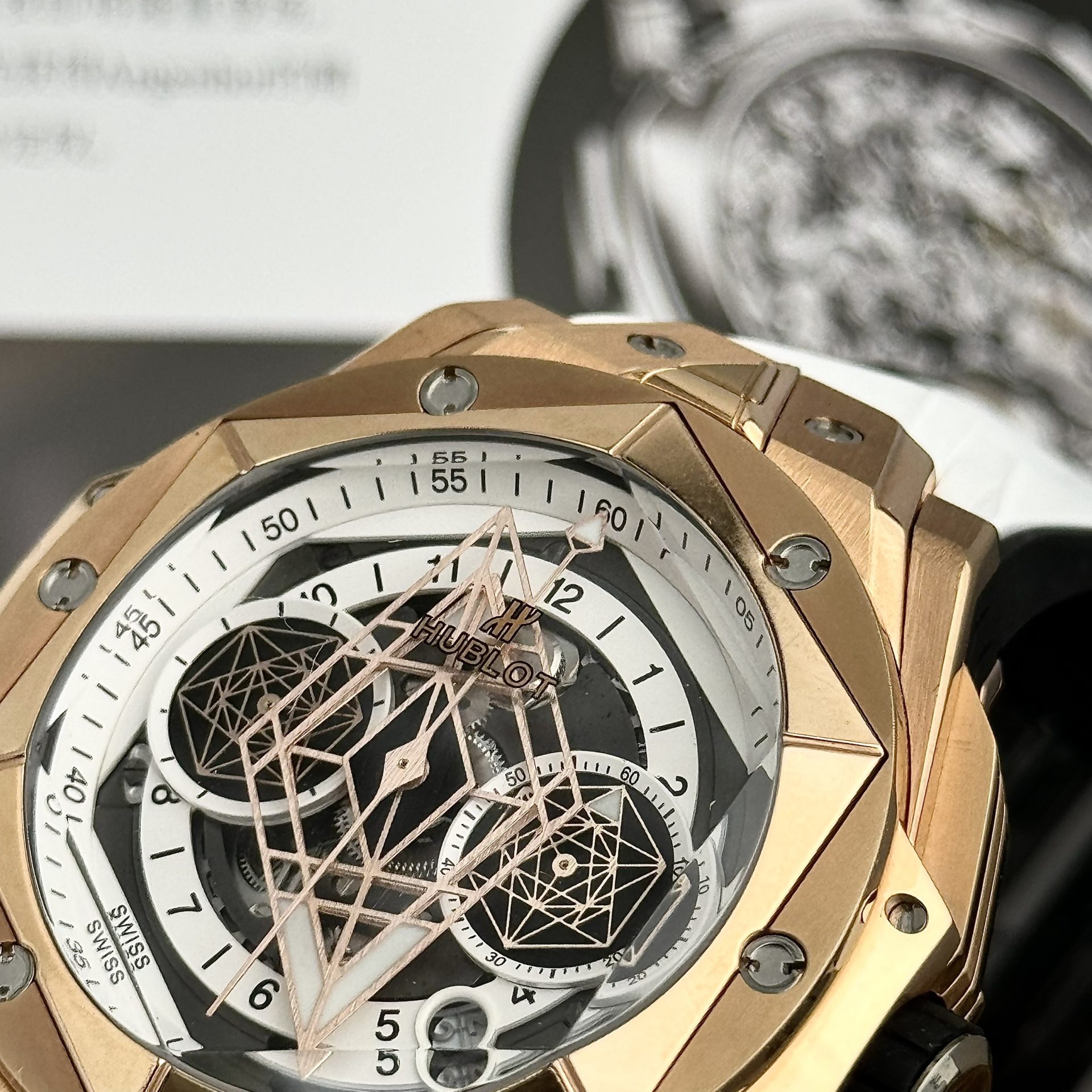 Hublot Best Replica Watch Big Bang Sang Bleu II King Gold White Dial BBF 45mm - Top club